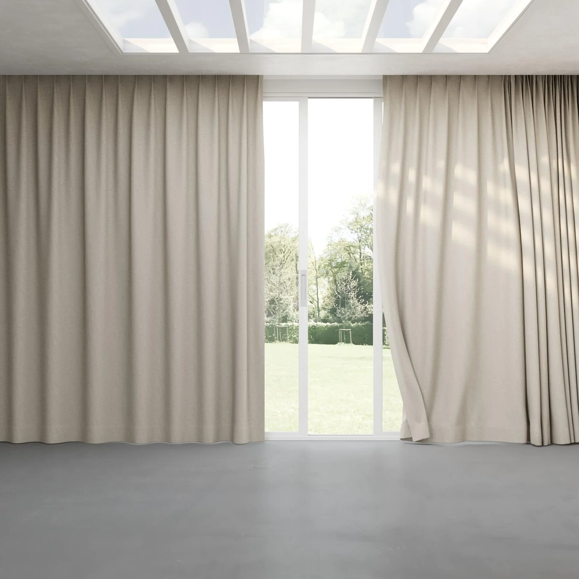 Full view of Mauritius Sterling, pinch pleat