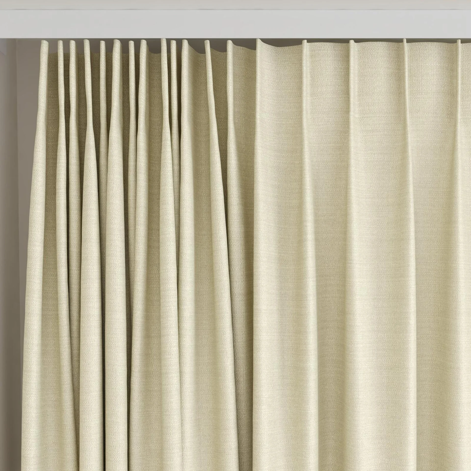 Top view of Linex Linen, on curtain rail