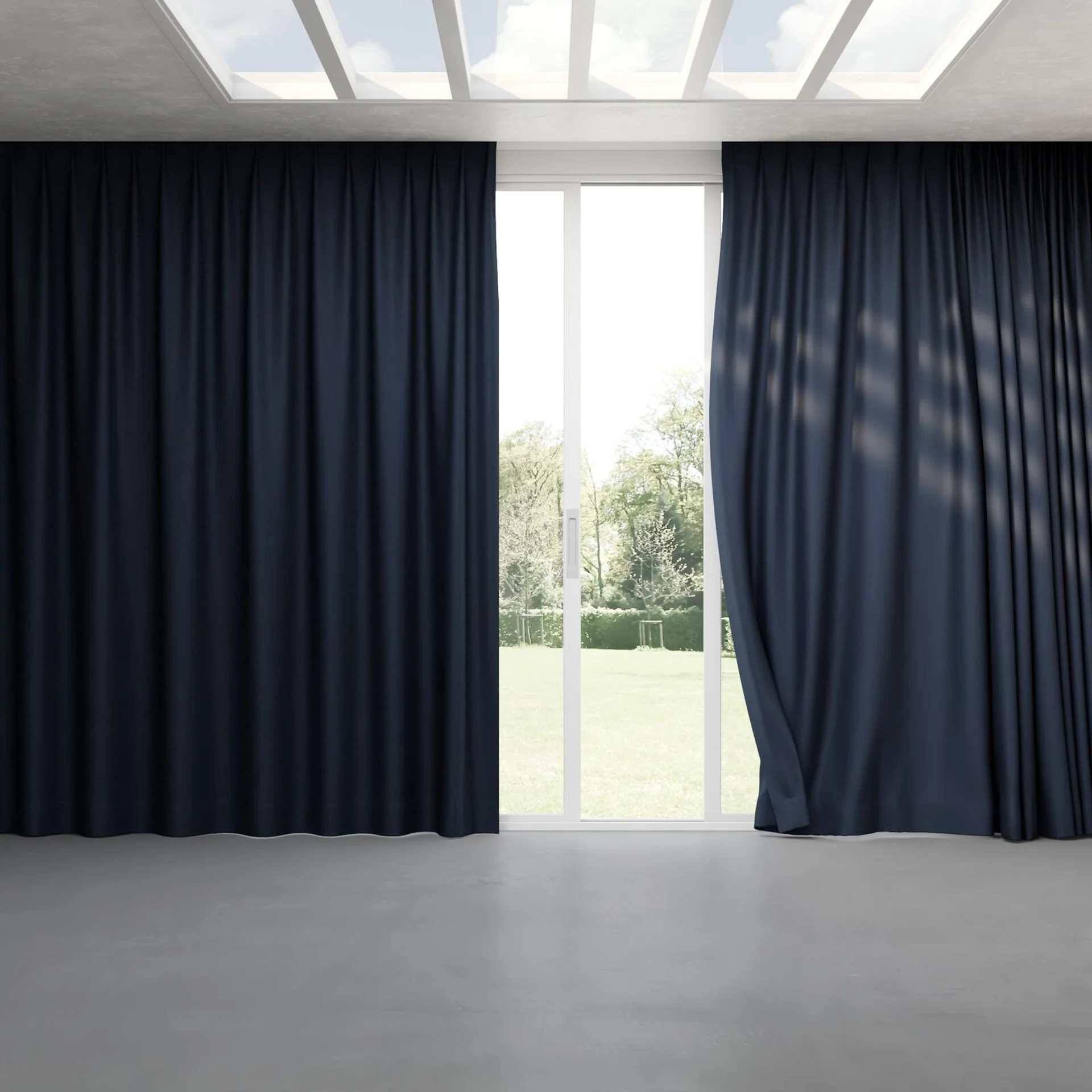 Full view of Infinite Indigo, pinch pleat