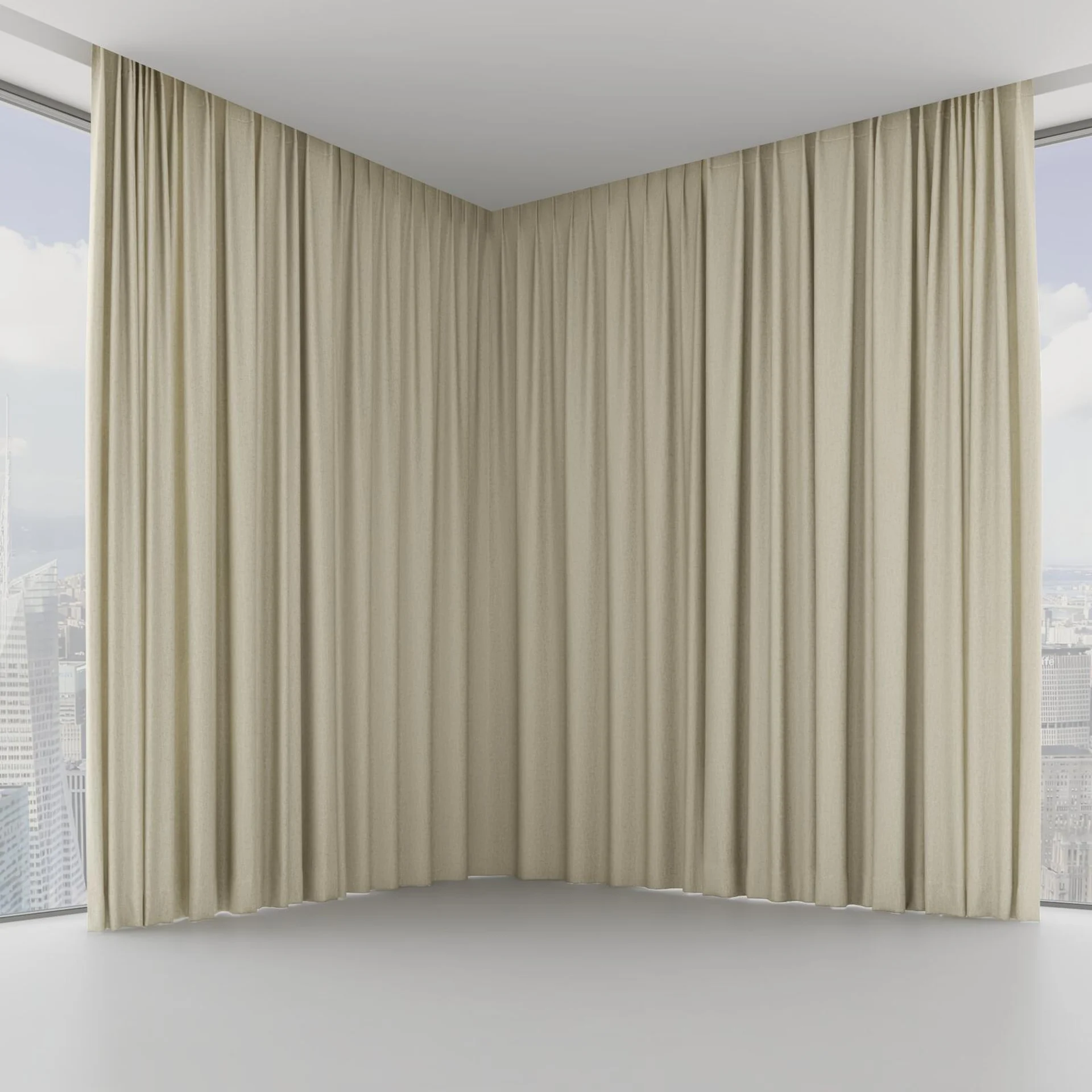 Front view of Rewind Linen, on hidden rail
