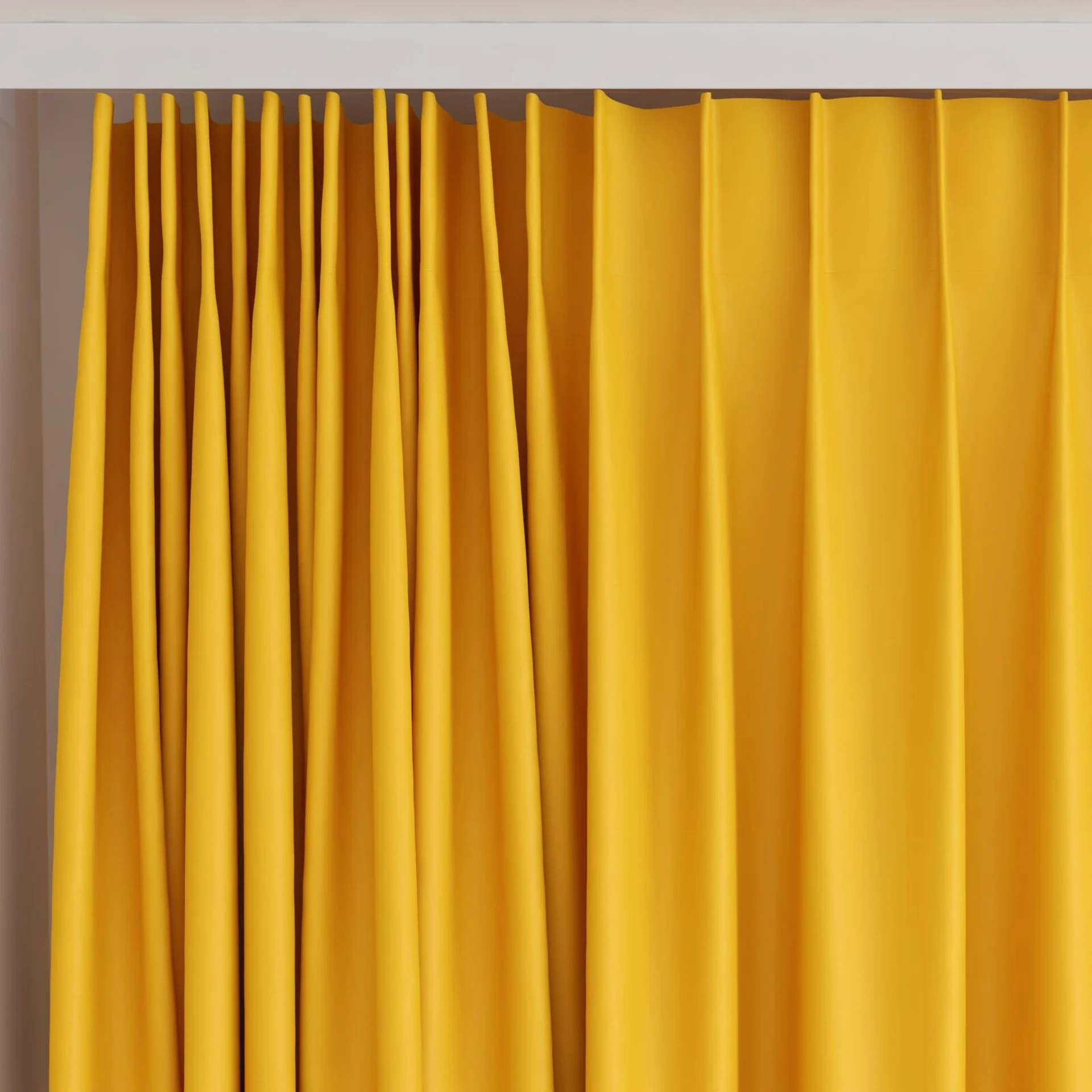 Top view of Ultra Dim Honey, on curtain rail