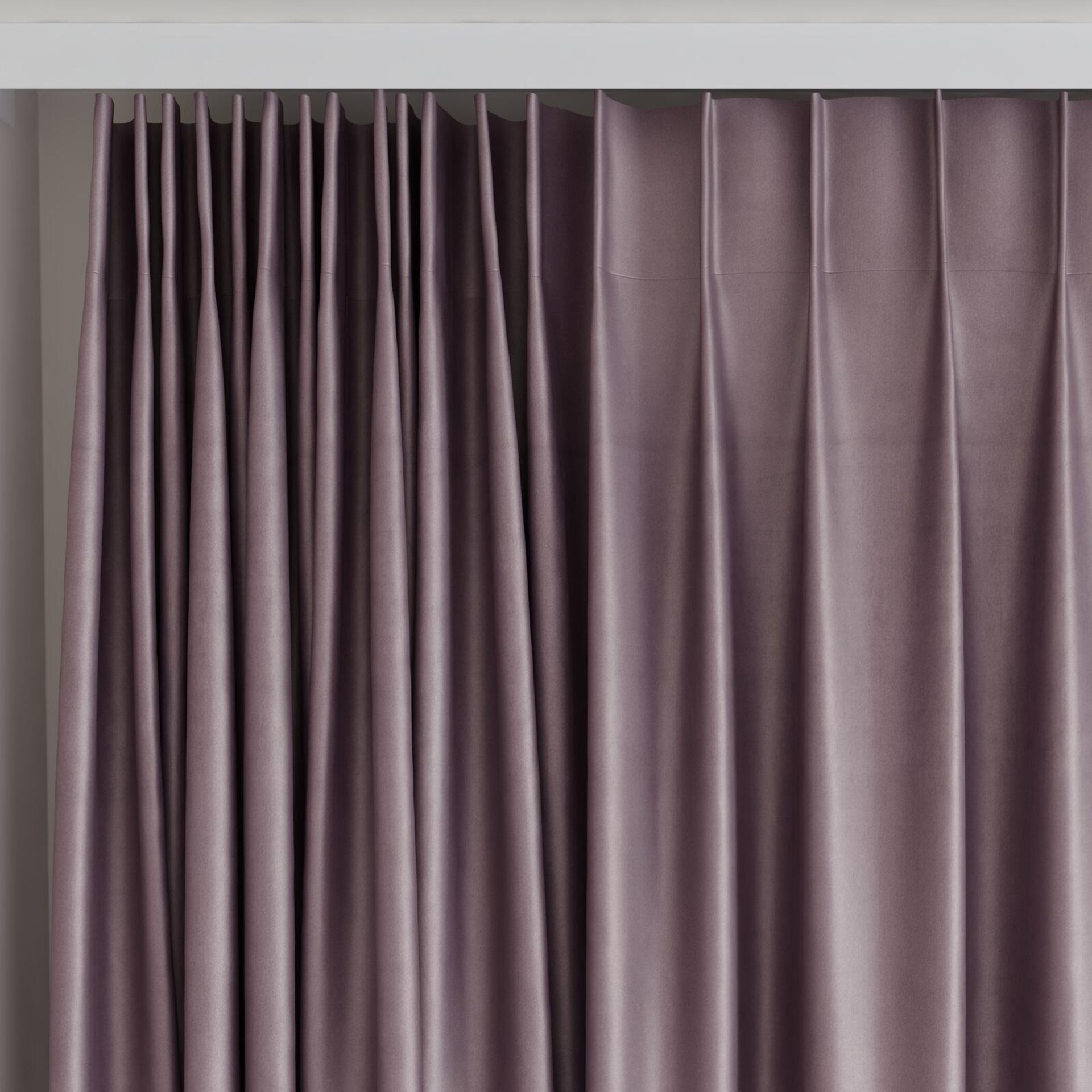Top view of Warlock Mauve, on curtain rail