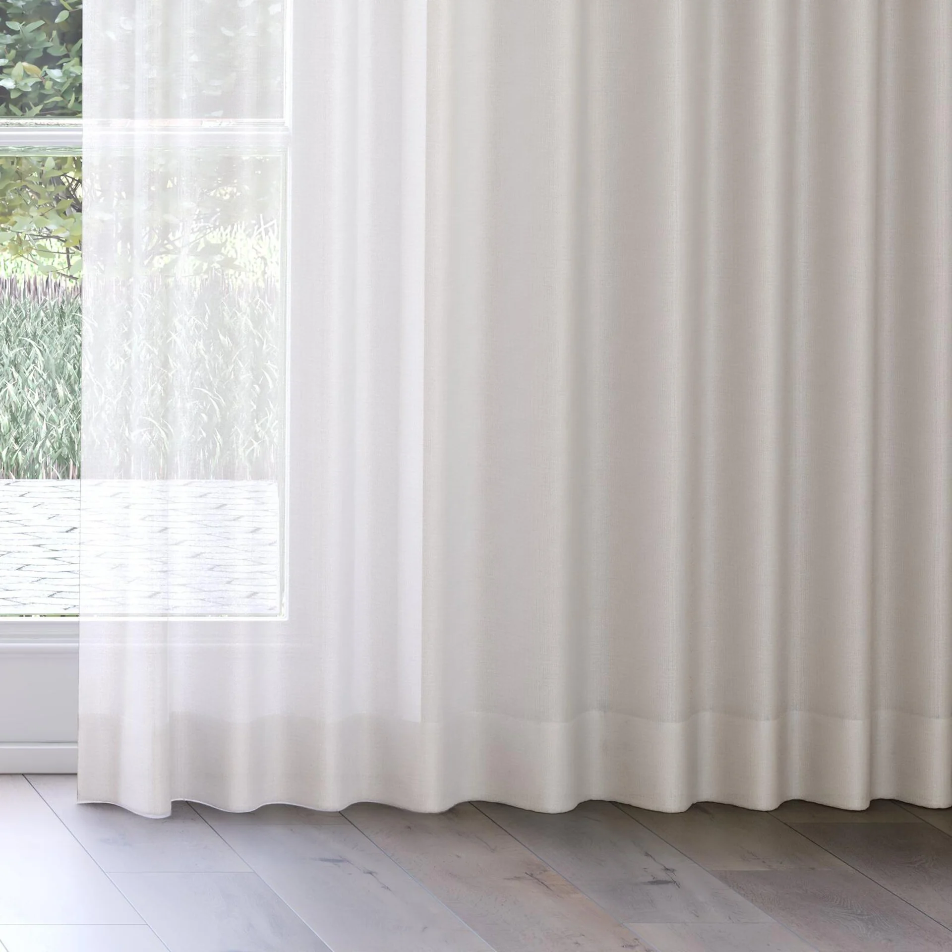 Bottom view of Jermian Sesame, on curtain rail