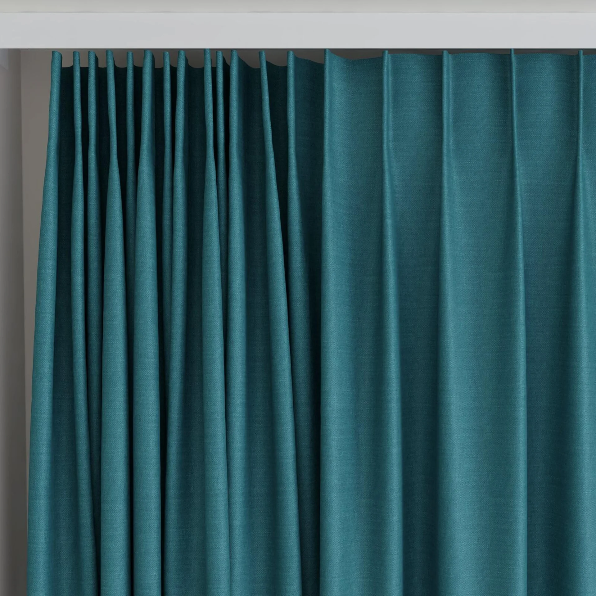 Top view of Urban Peacock, on curtain rail