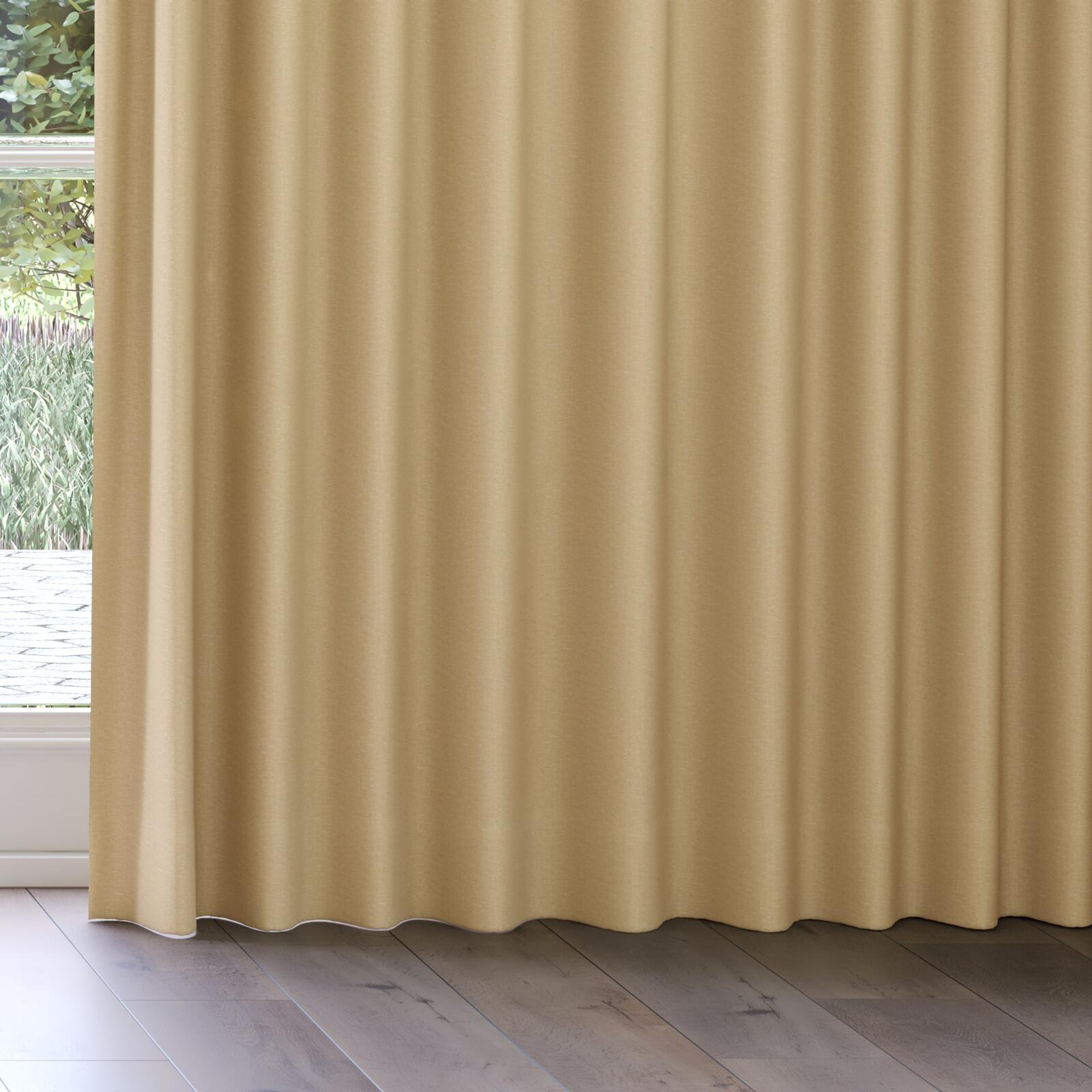 Bottom view of Coverlet Wheat, on curtain rail