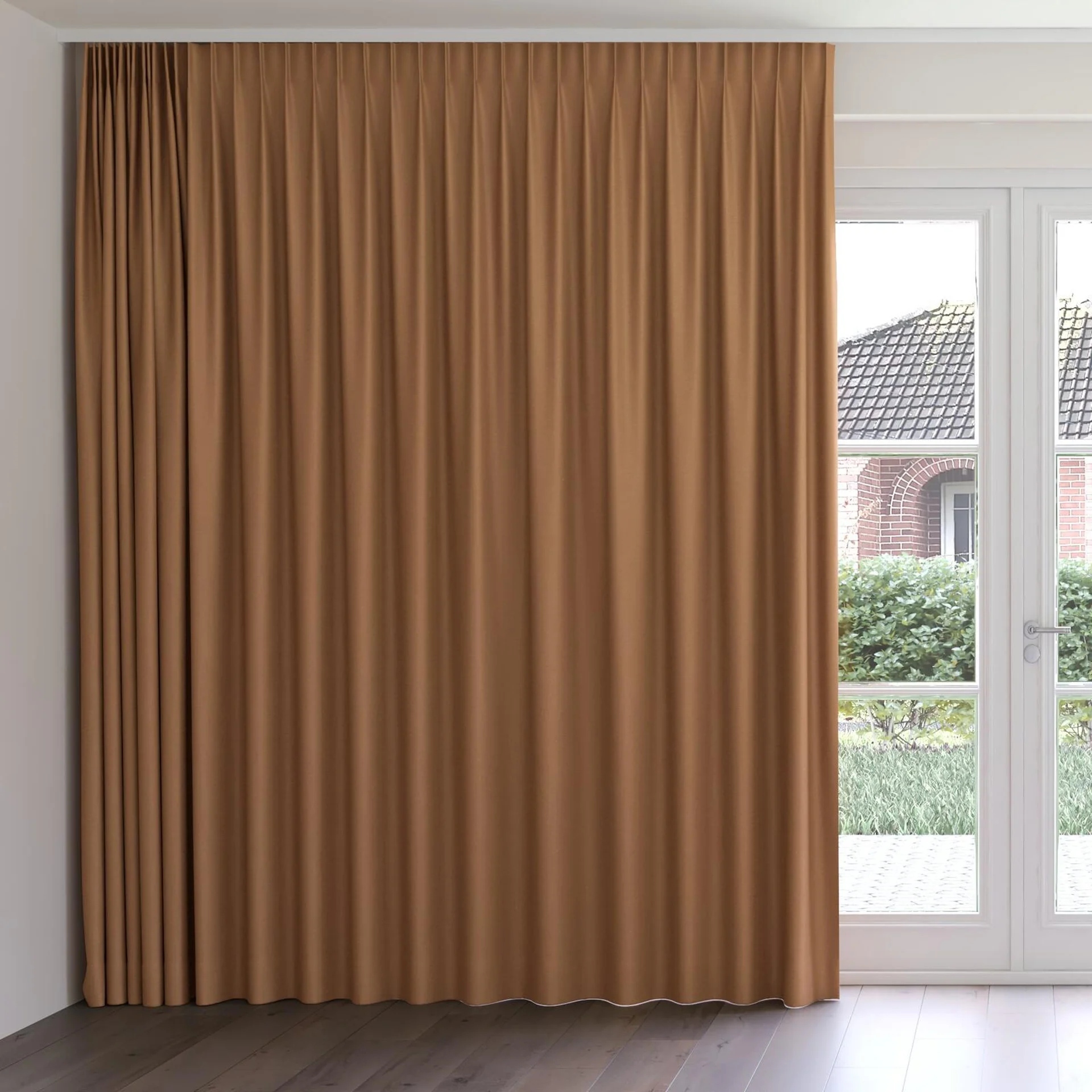 Front view of Duede Fox, on curtain rail