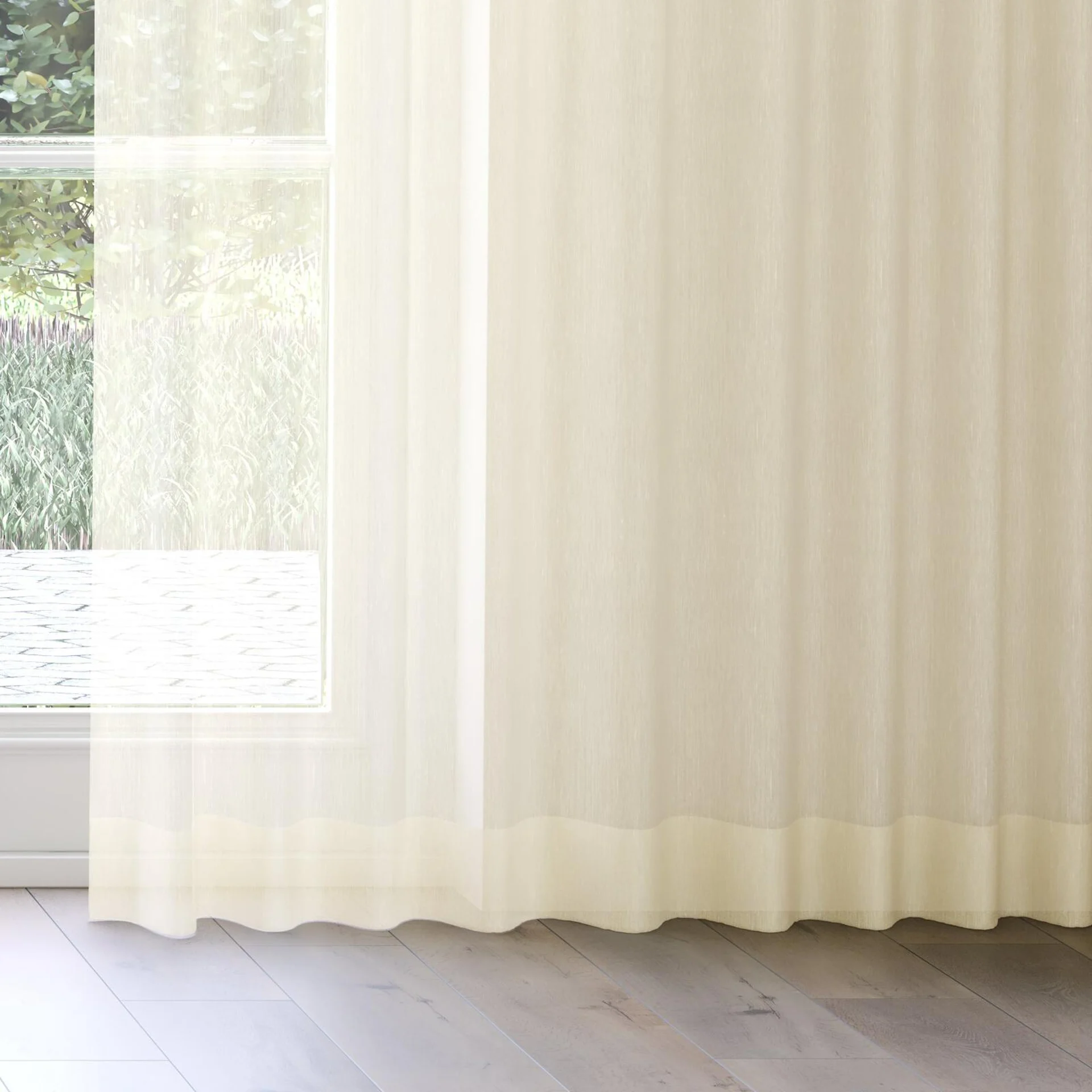 Bottom view of Aurora Gilt, on curtain rail