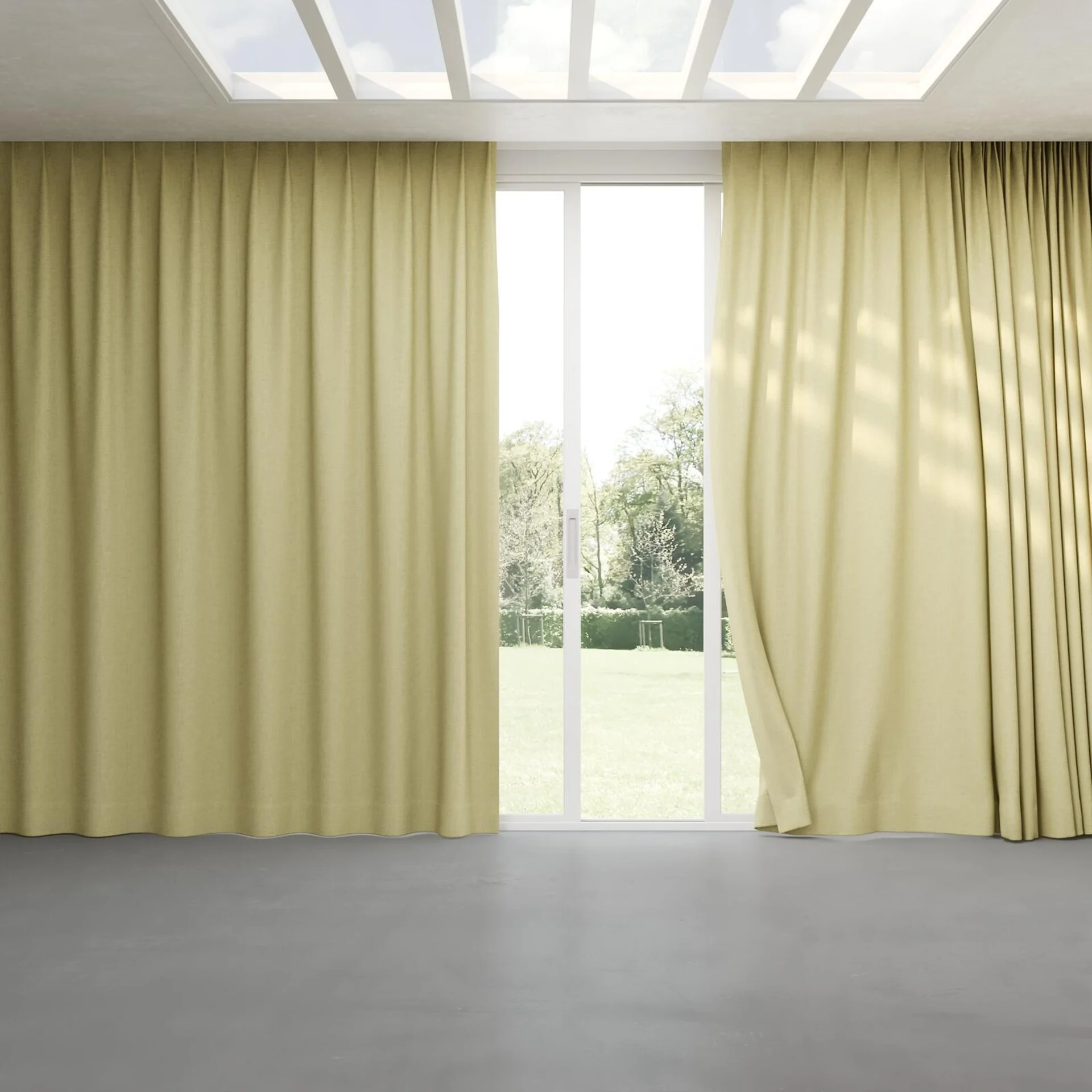 Full view of Mauritius Linden, pinch pleat