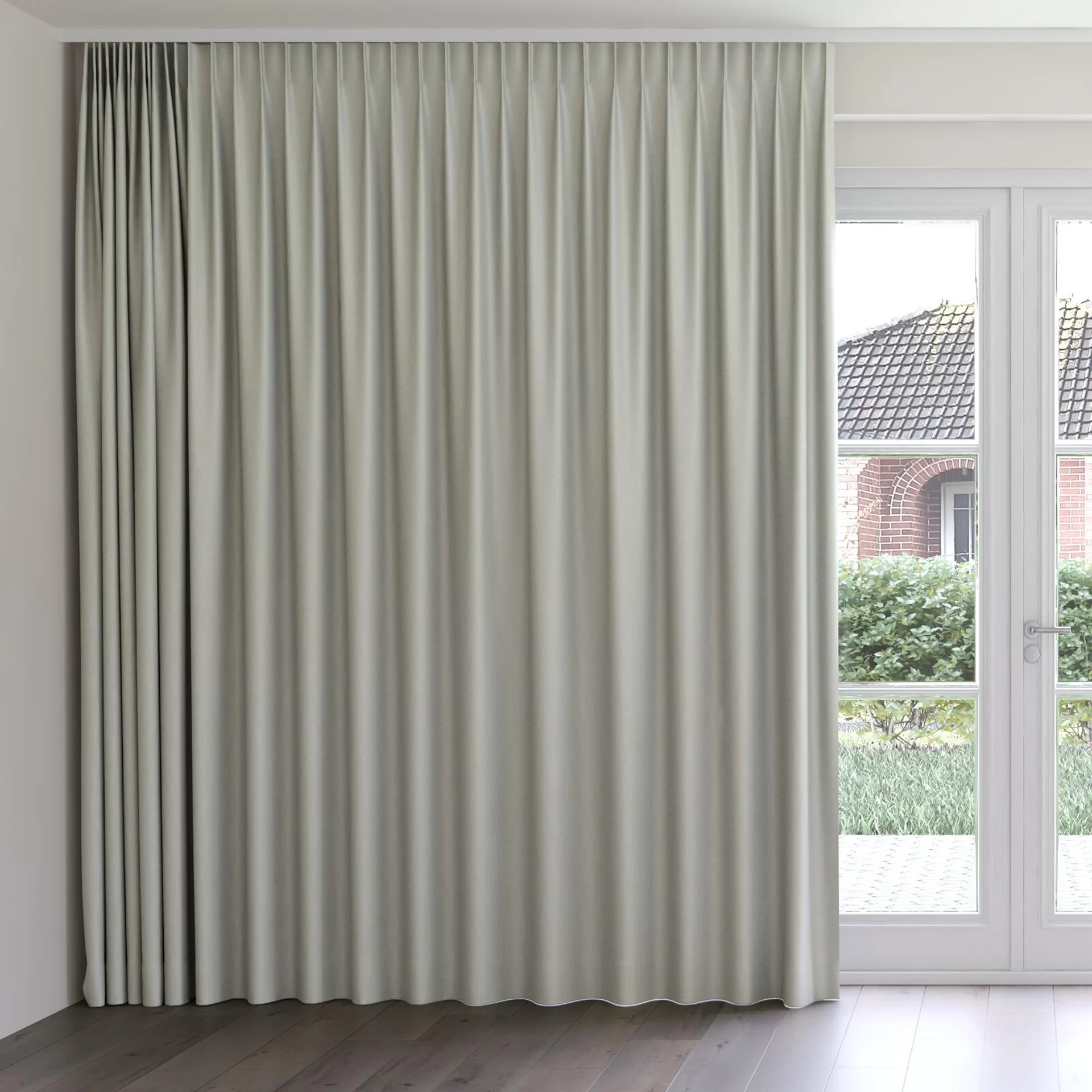 Front view of Grove Limestone, on curtain rail