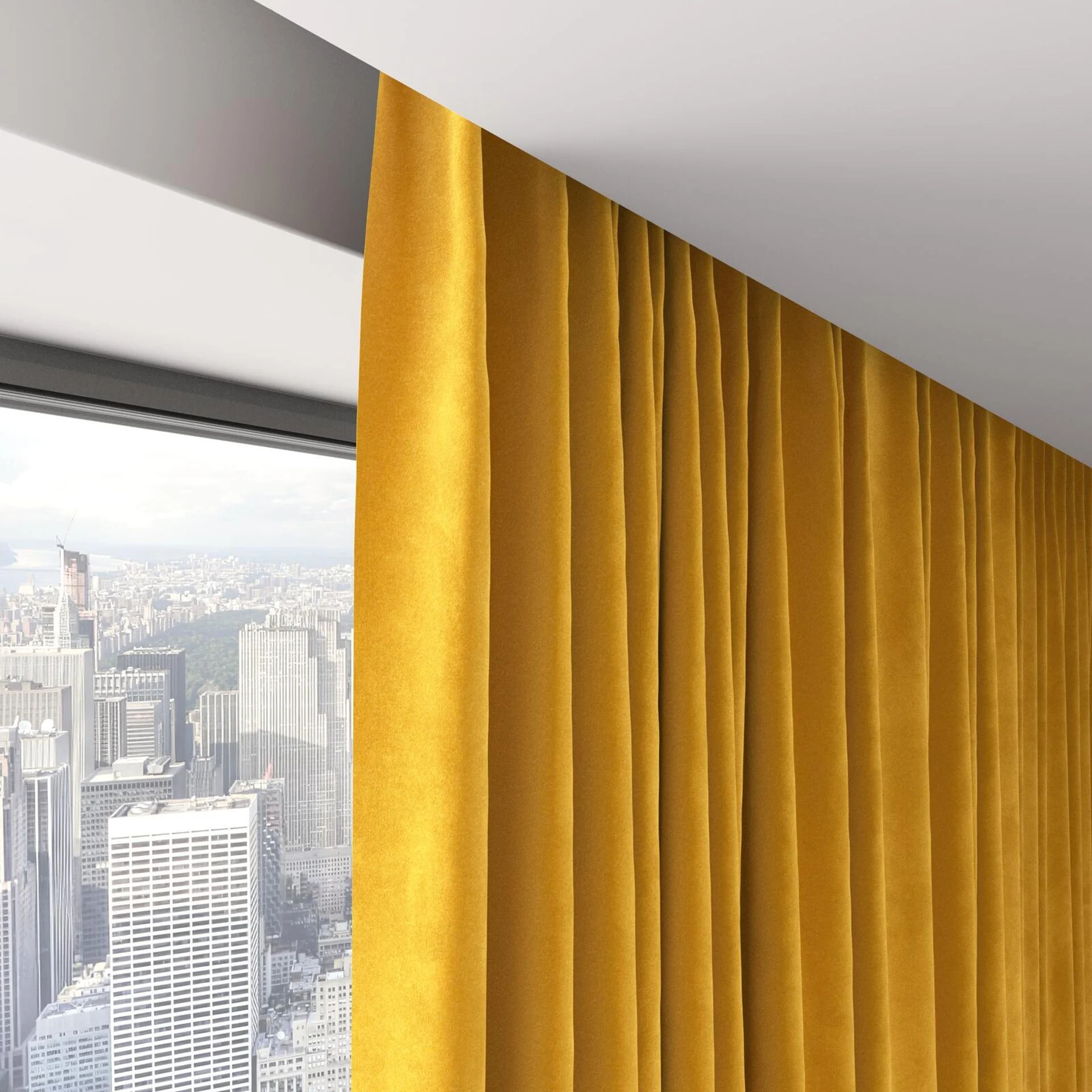 Top view of Lux Velvet Gold 8201, on hidden rail