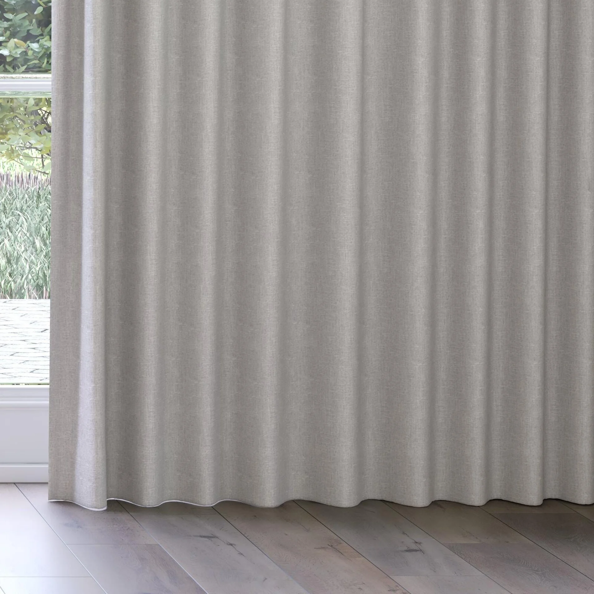 Bottom view of Retreat II Moonstone, on curtain rail