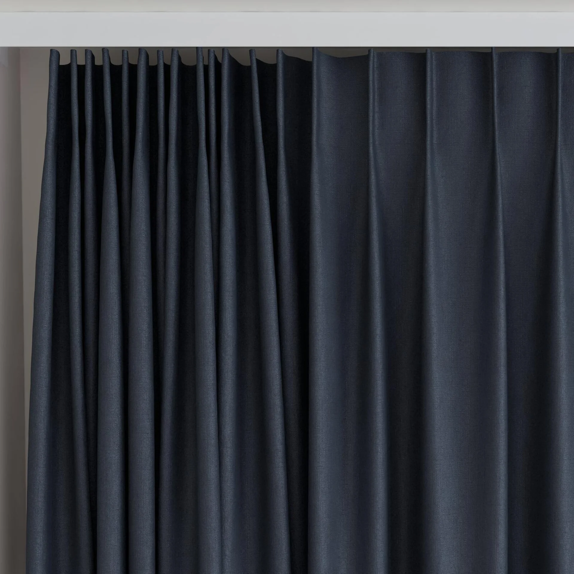 Top view of Eternal Midnight, on curtain rail