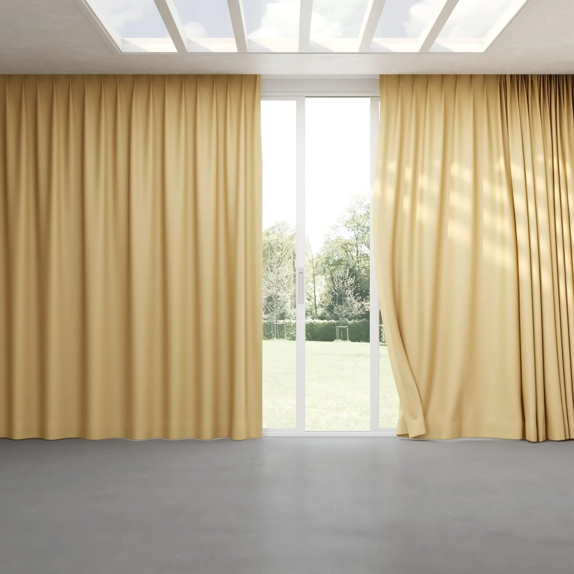 Full view of Brugge Butterscotch, pinch pleat