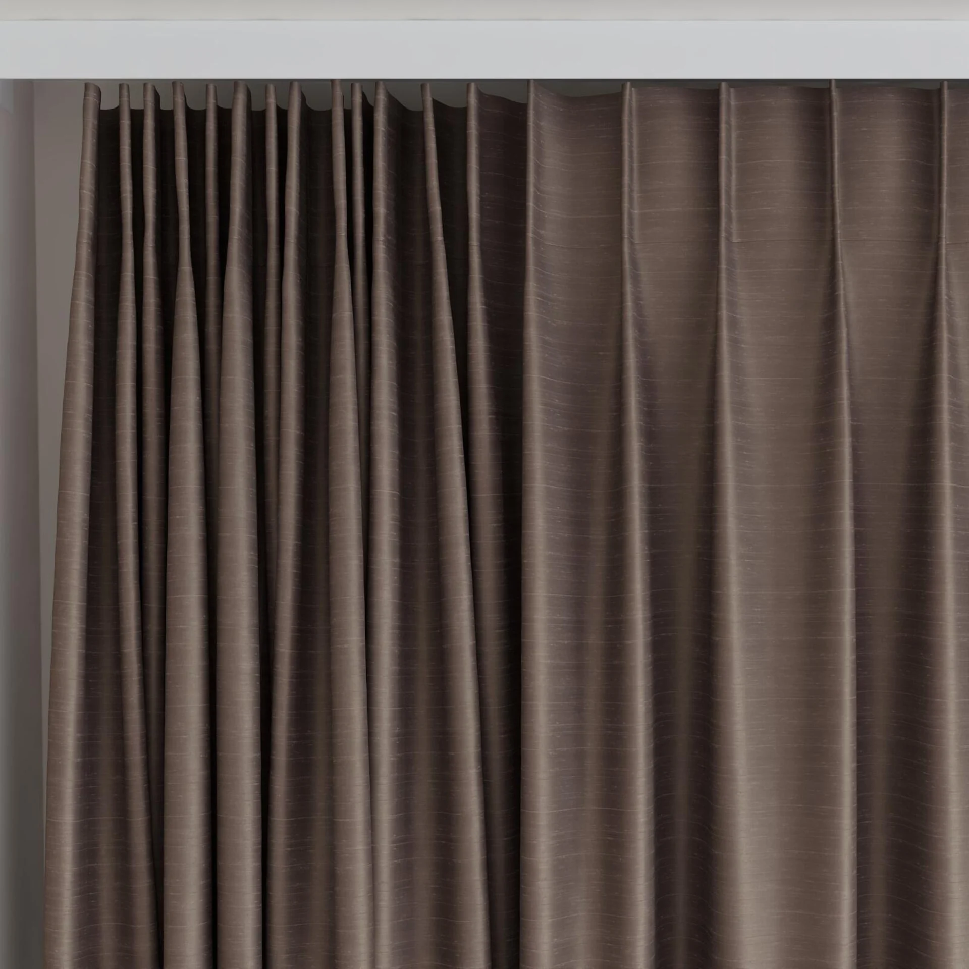 Top view of Silky Pinecone, on curtain rail