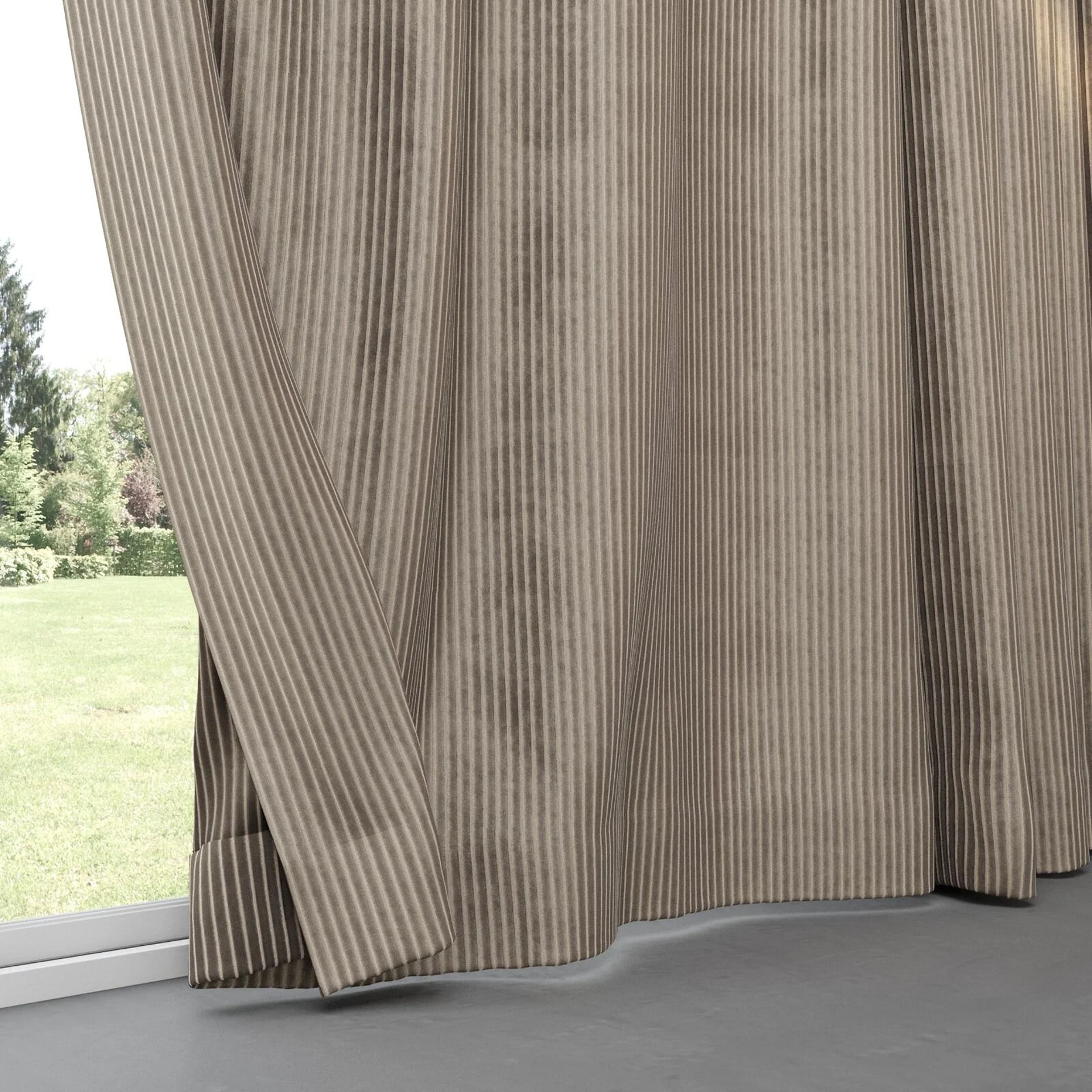 Bottom view of Embrace Truffle, pinch pleat