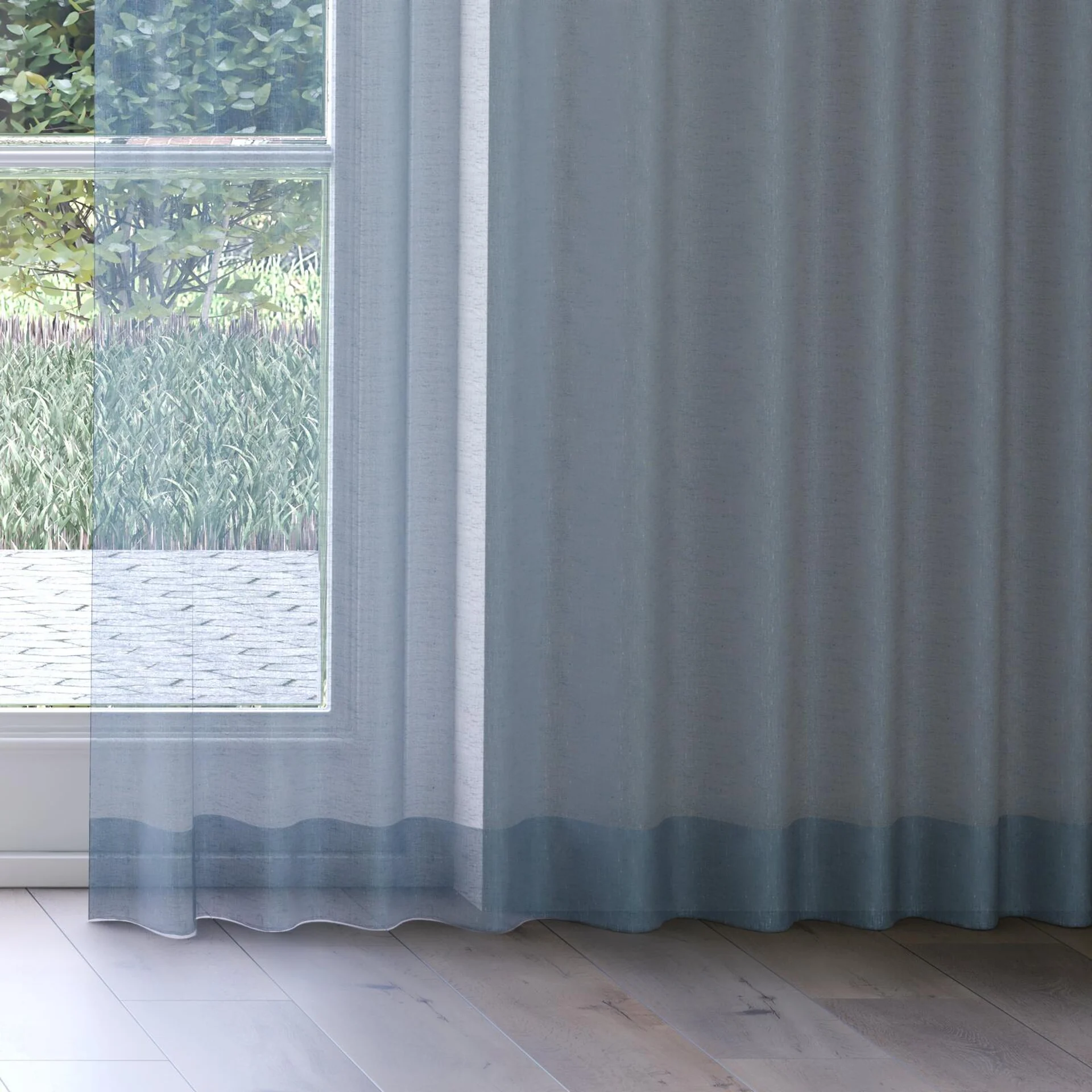 Bottom view of Graceful Storm, on curtain rail