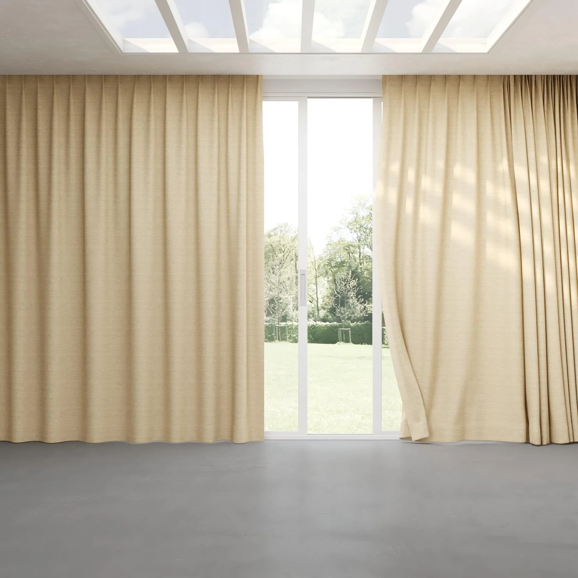 Full view of Tennessee Tussah Rose Gold, pinch pleat