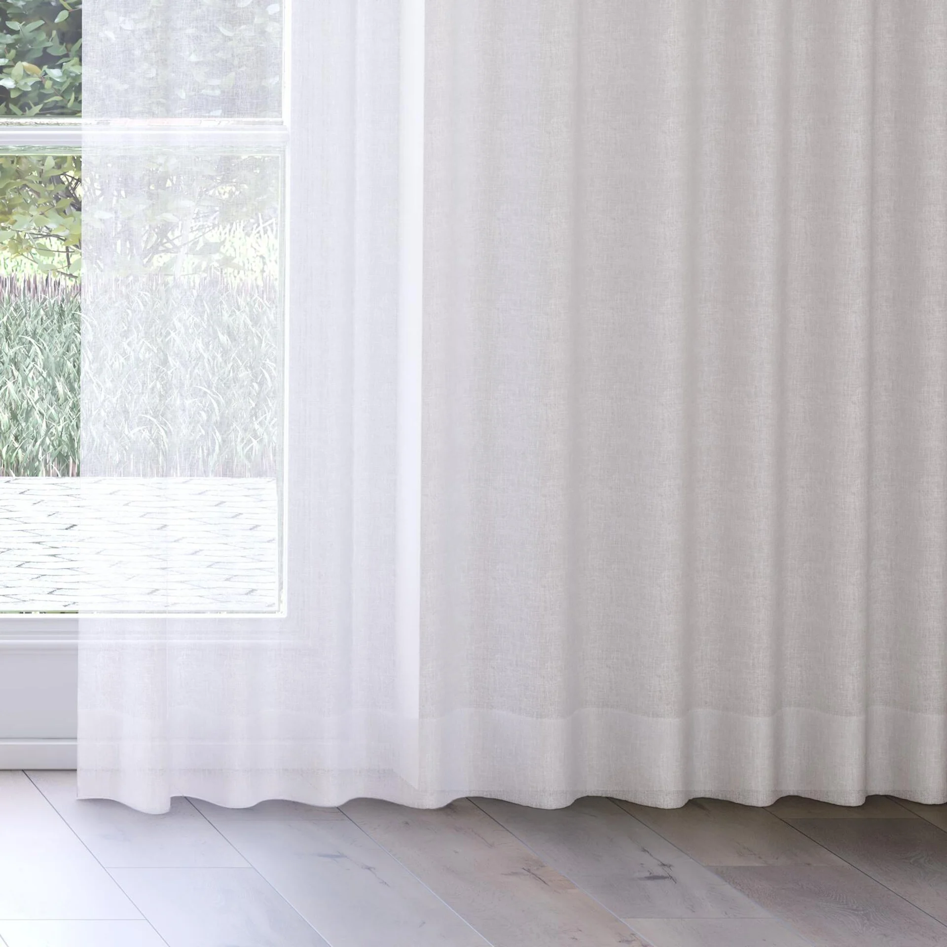 Bottom view of Elevate Paper, on curtain rail