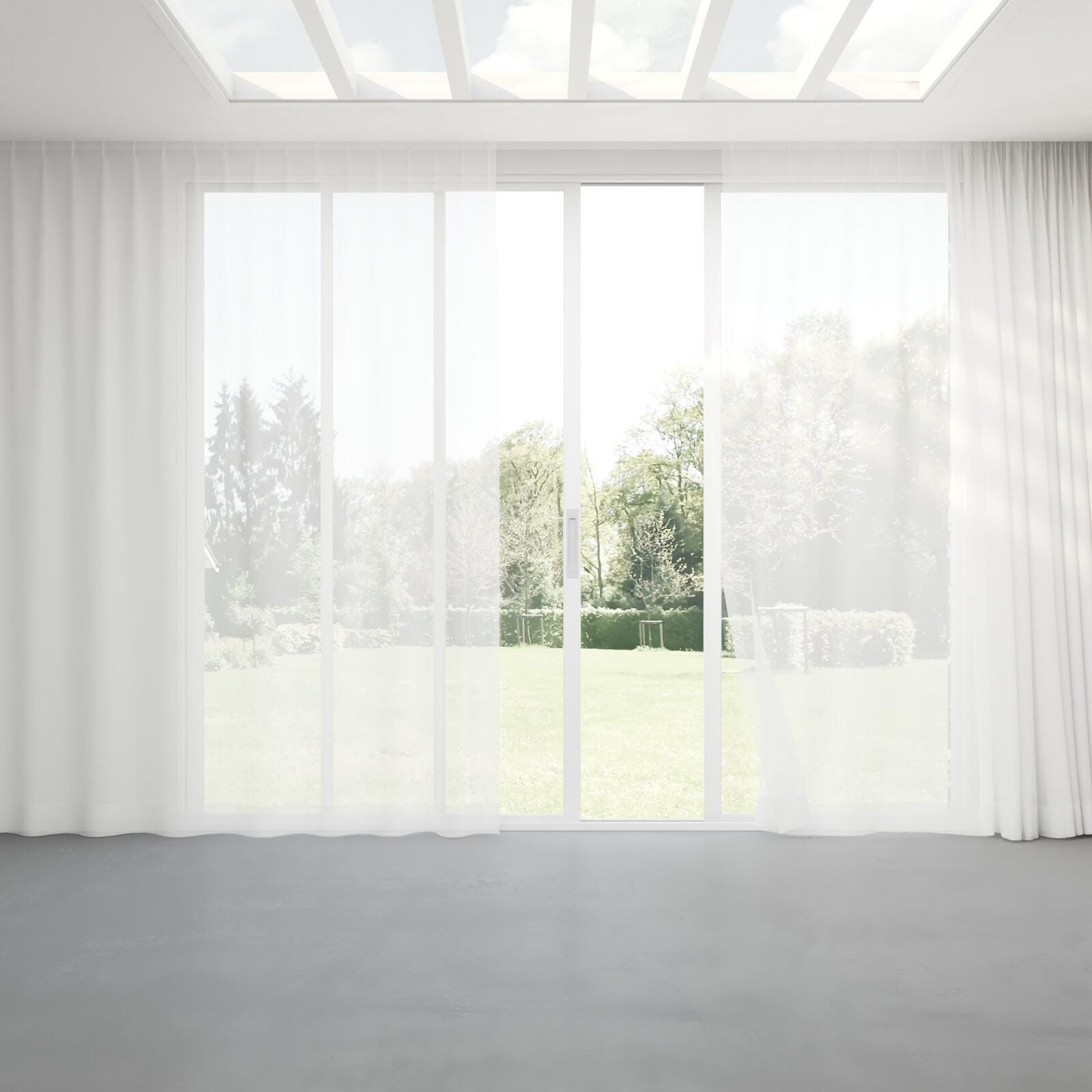 Full view of Sardinia Whitewash, pinch pleat
