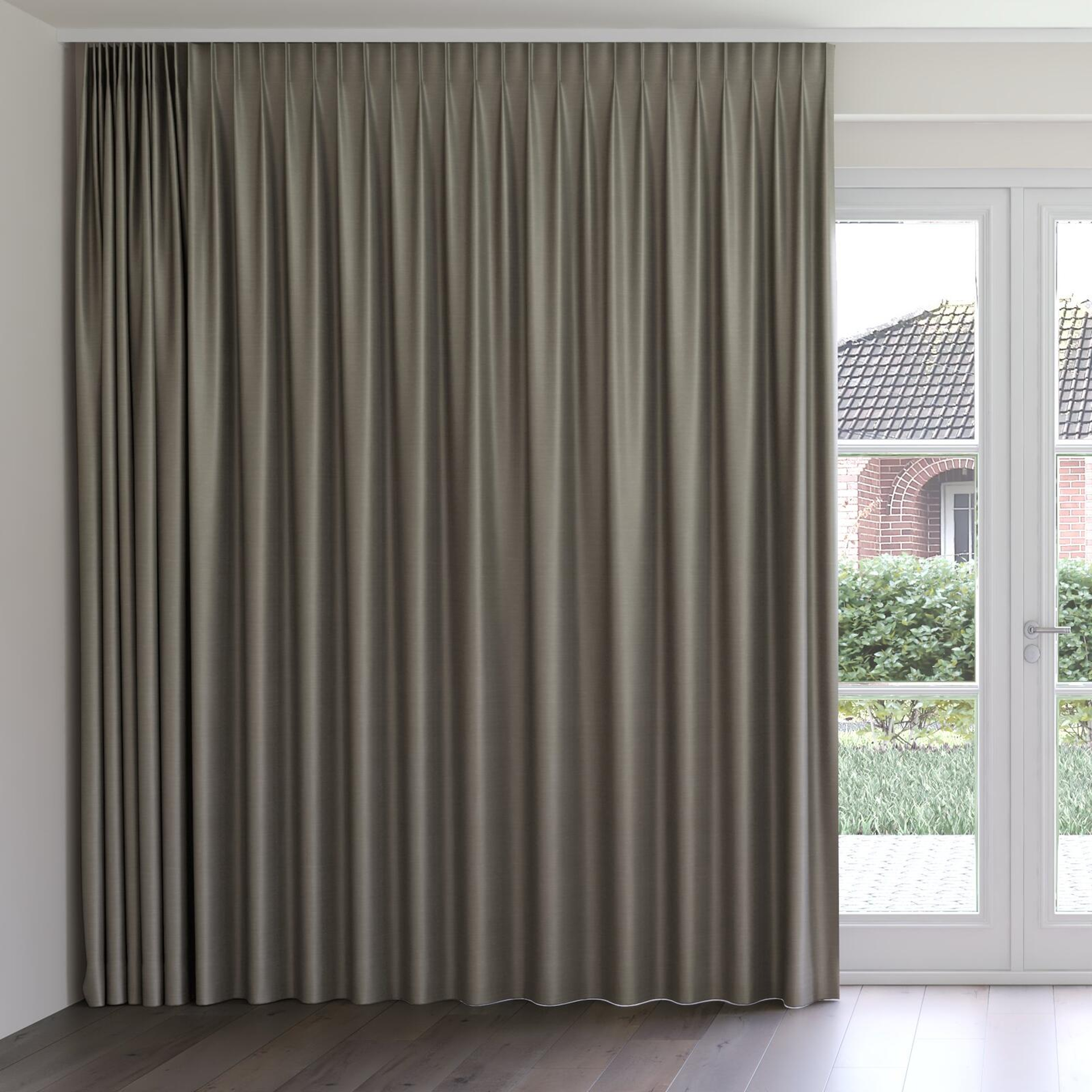 Front view of Silky Falcon, on curtain rail