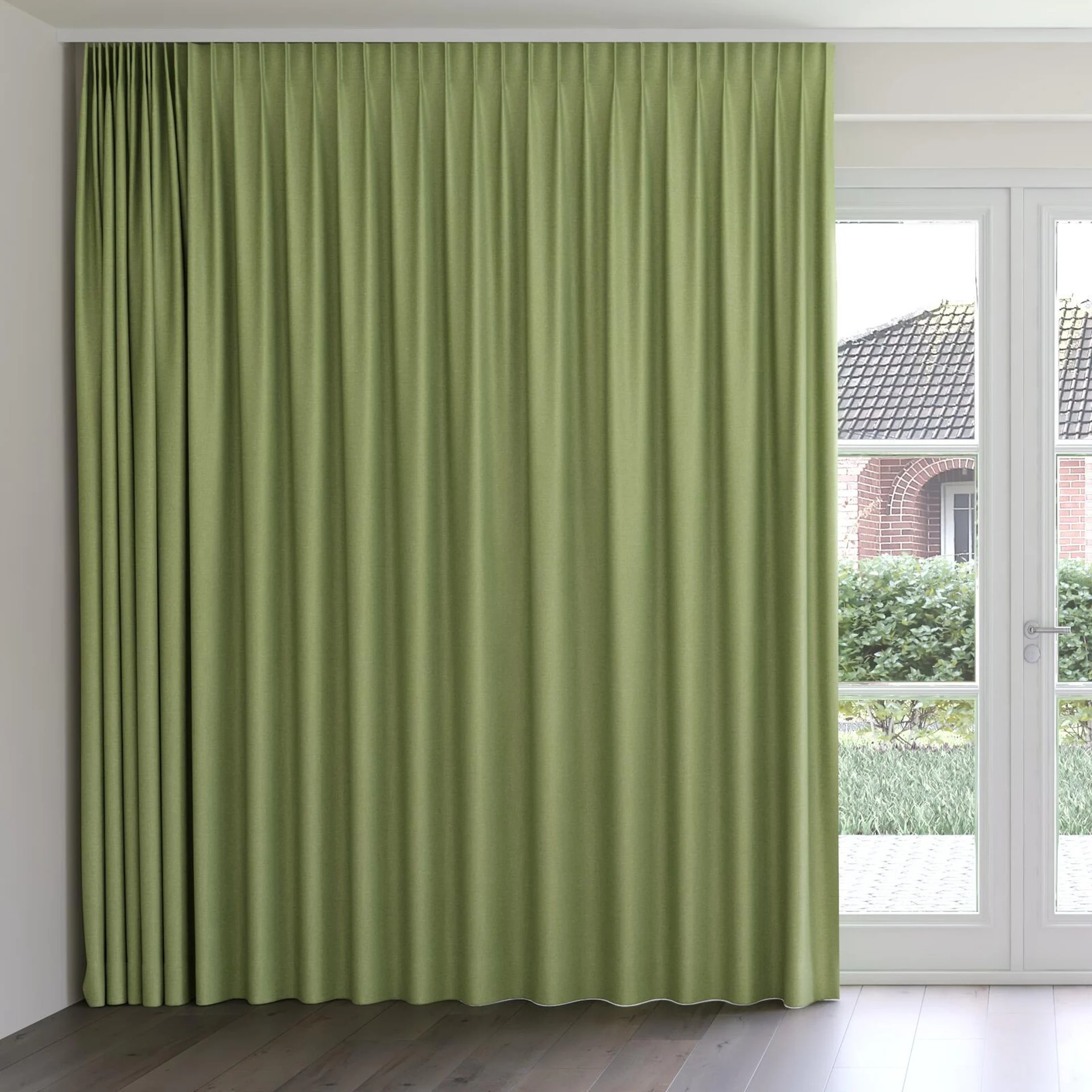 Front view of Jupiter Grass, on curtain rail