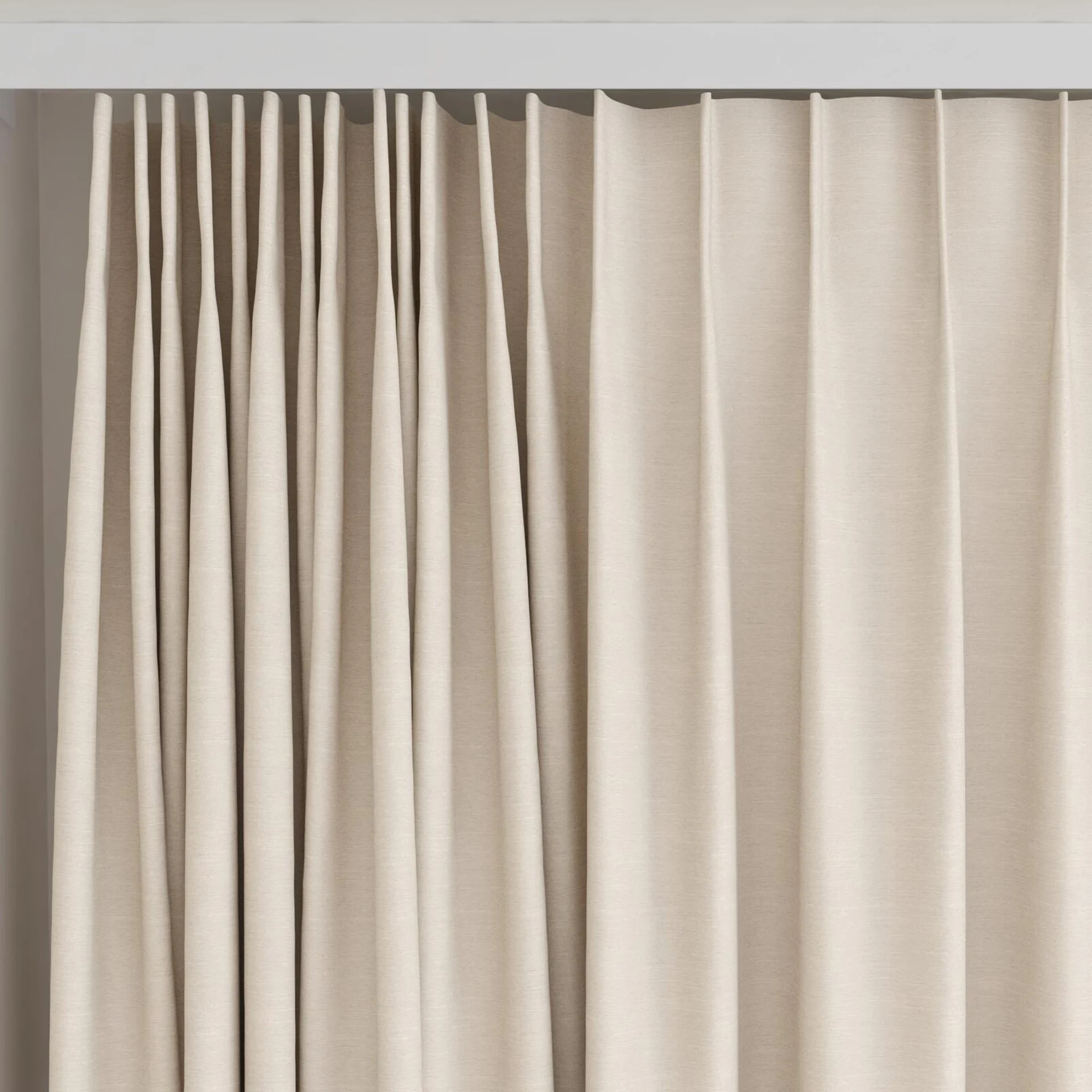 Top view of Maharaja II Raw Silk, on curtain rail