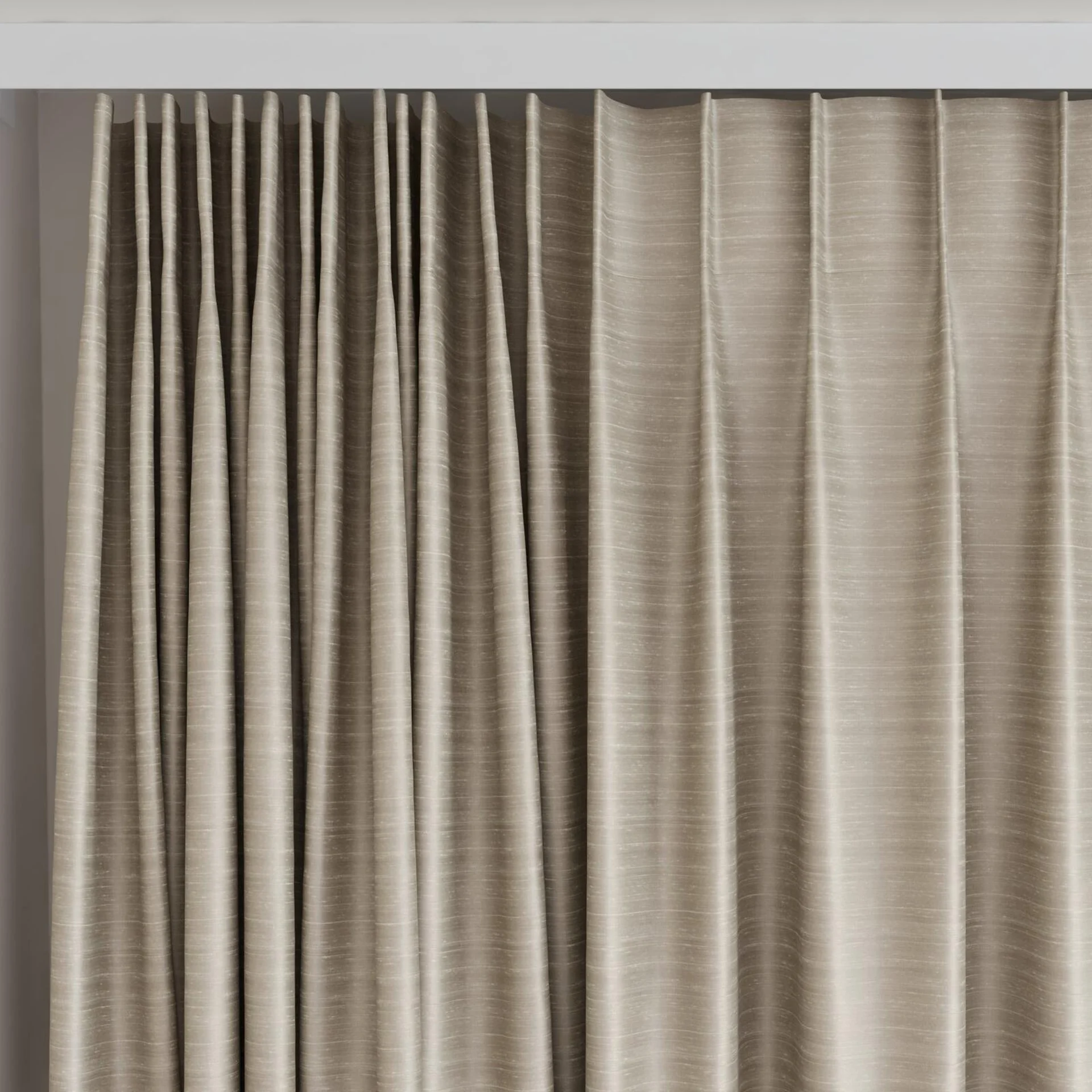Top view of Silky String, on curtain rail