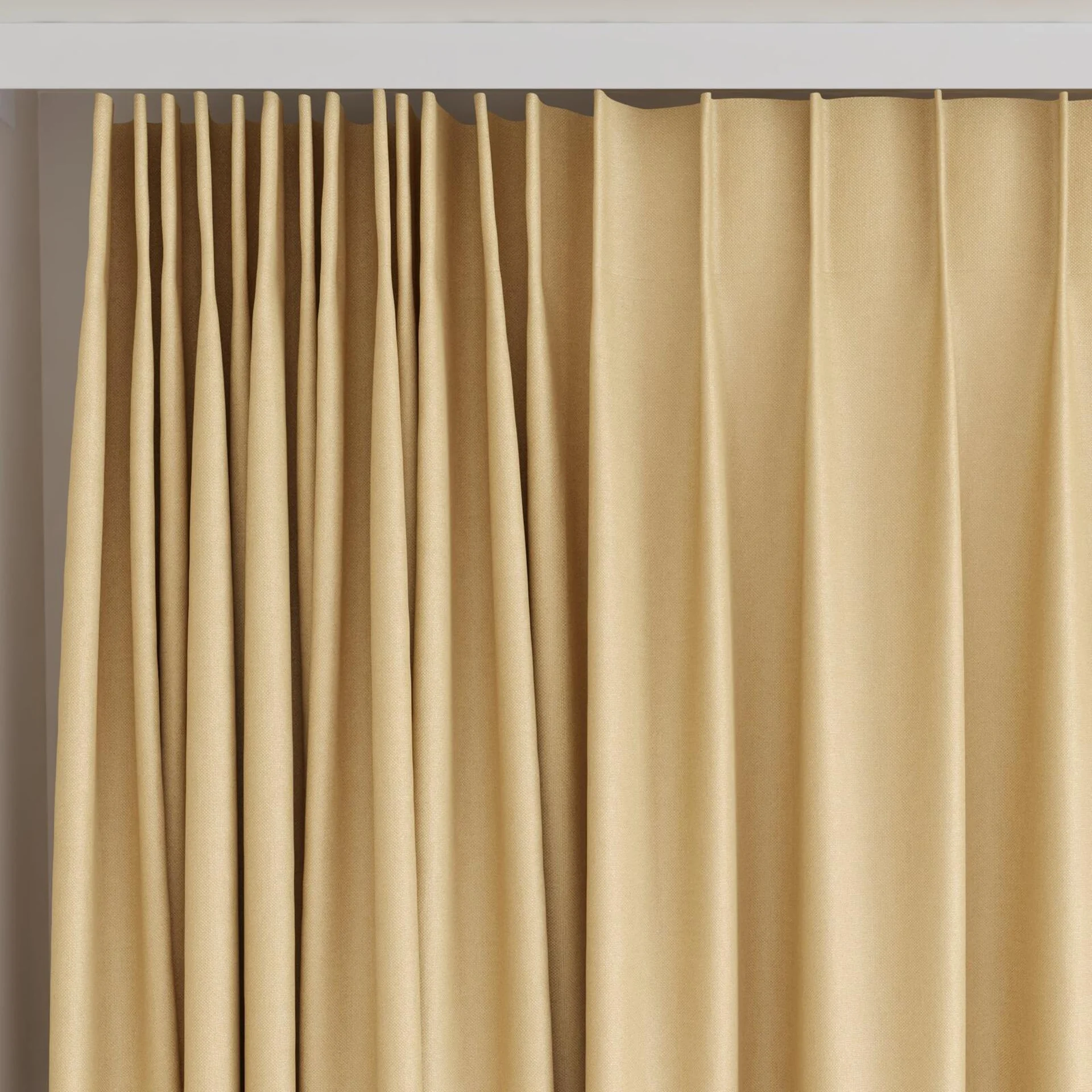 Top view of Brugge Butterscotch, on curtain rail