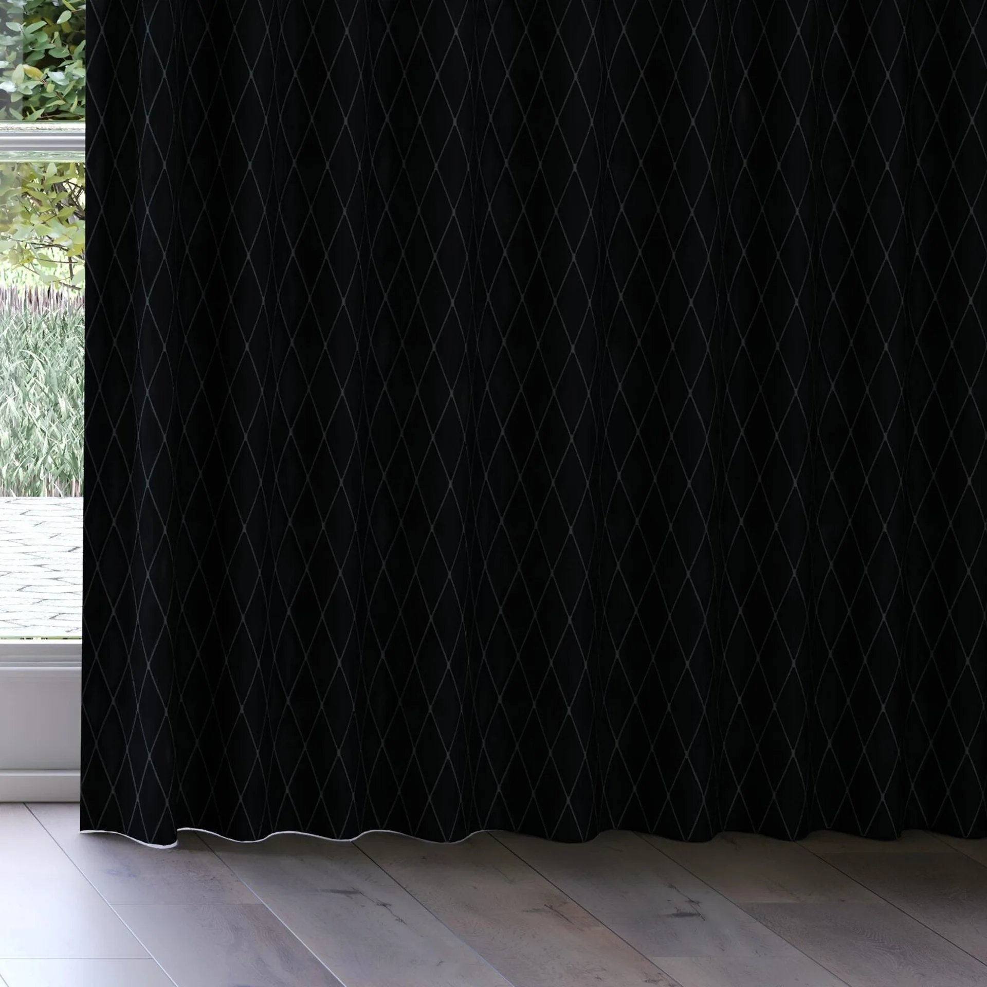 Bottom view of Pantheon Onyx, on curtain rail