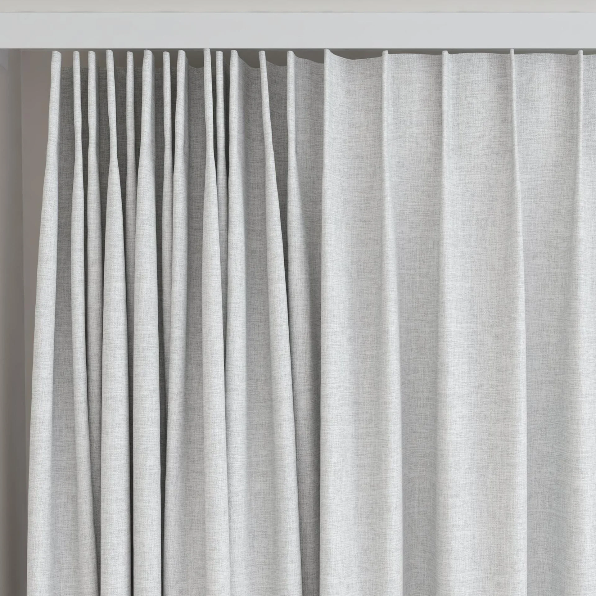 Top view of Envoy 2 Haze 320cm, on curtain rail
