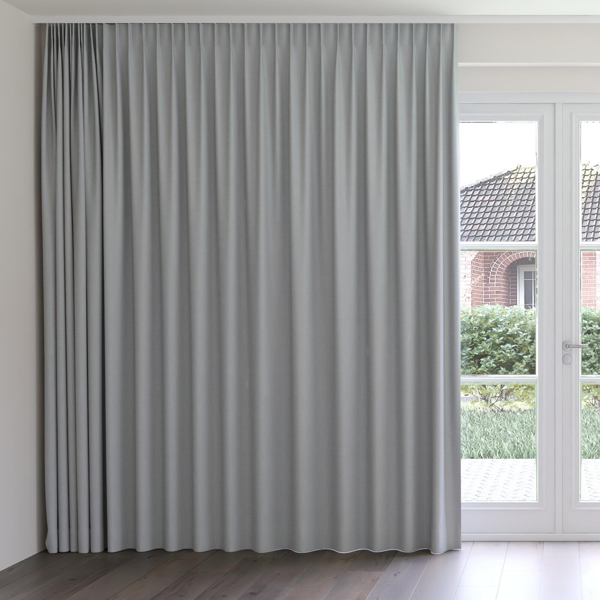 Front view of Darkness Silver, on curtain rail
