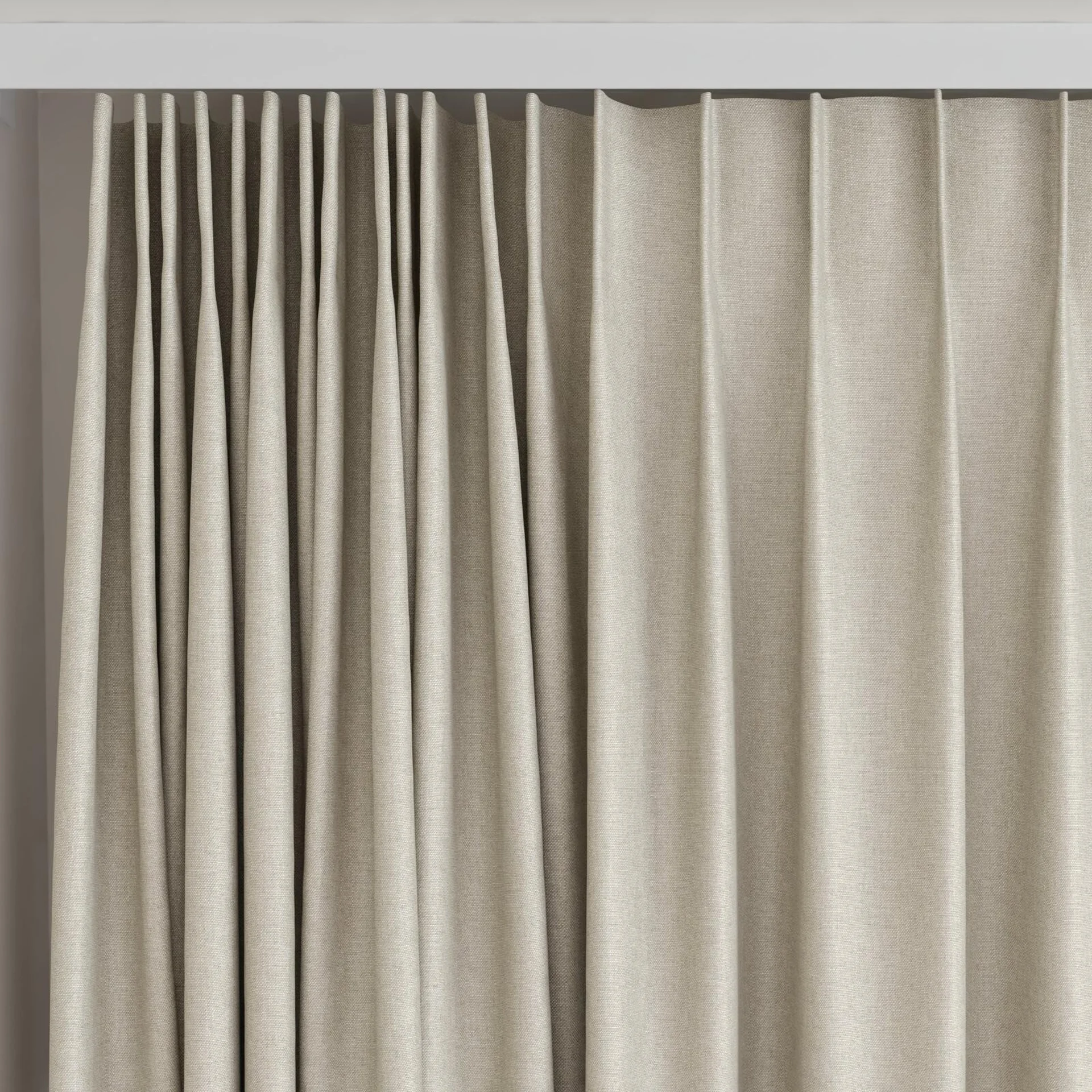 Top view of Infinite Linen, on curtain rail