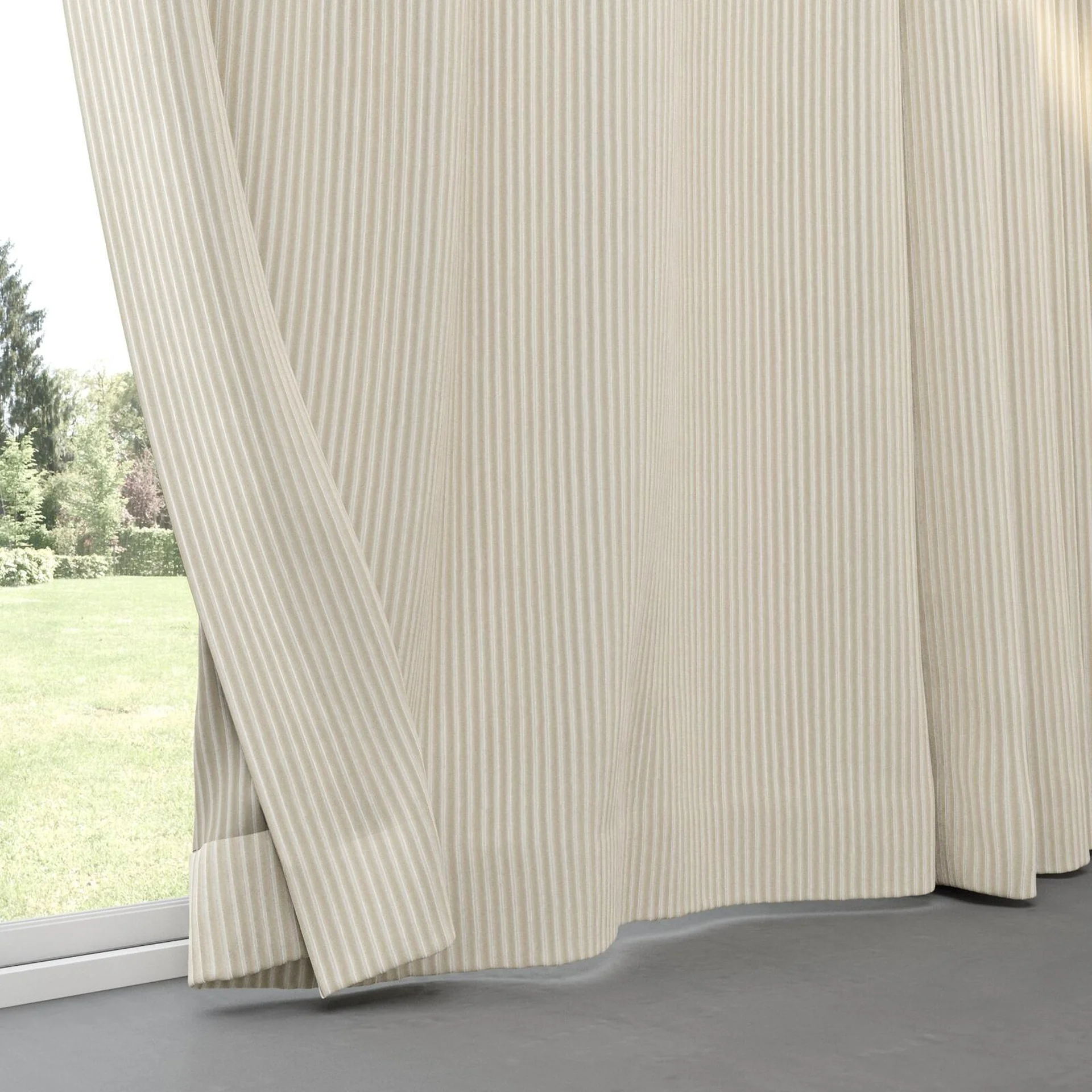 Bottom view of Embrace Sand, pinch pleat