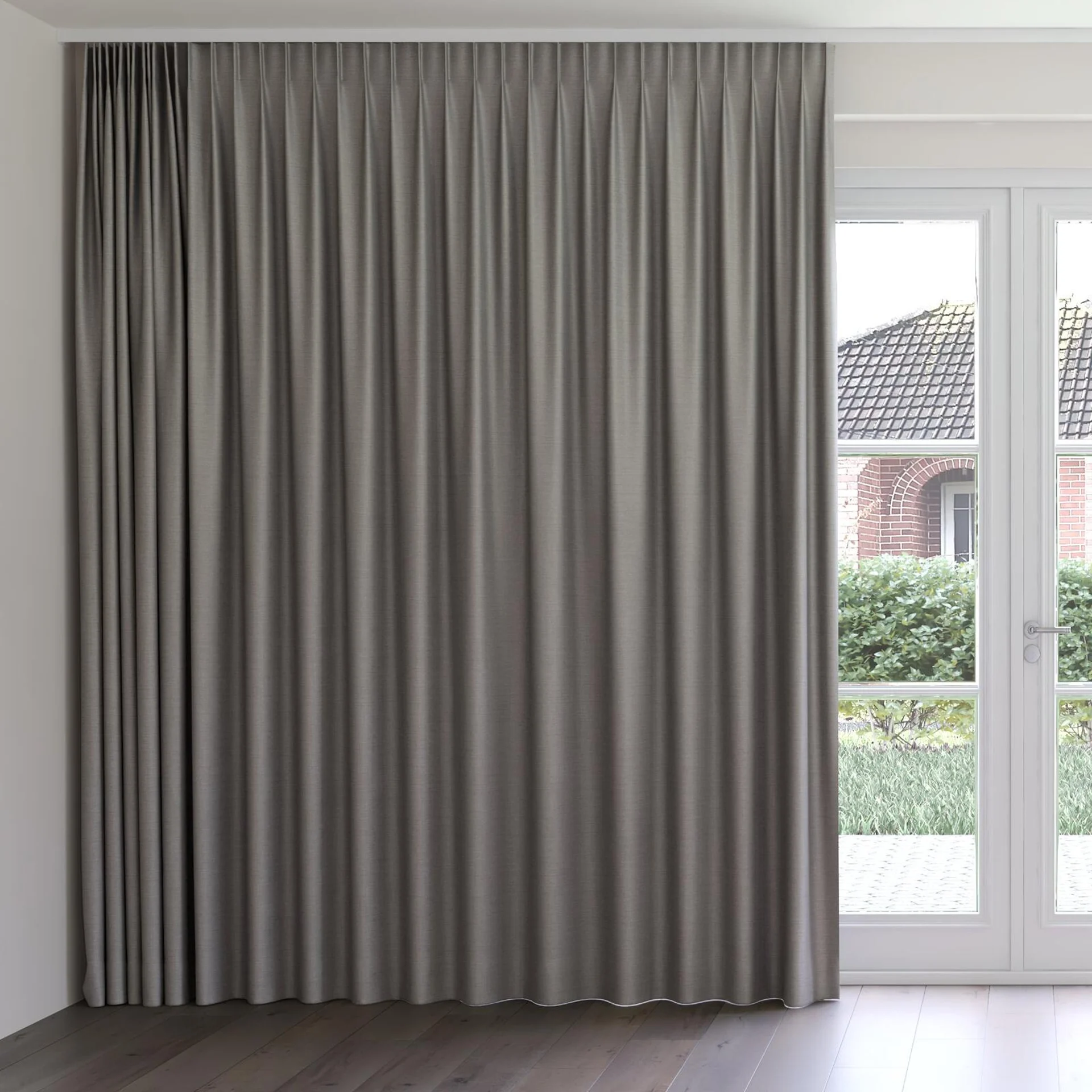 Front view of Linex Aluminium, on curtain rail