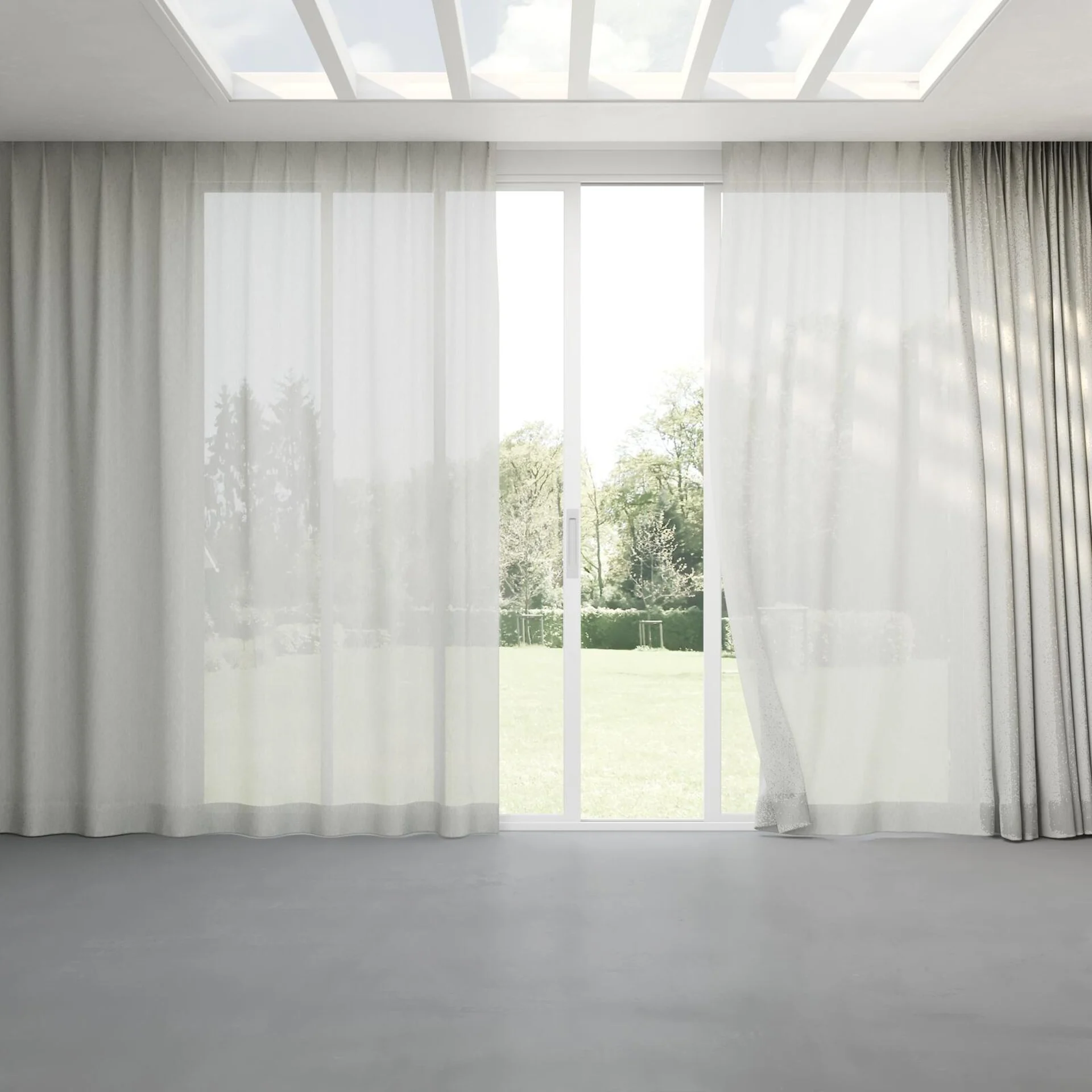 Full view of Balance Celadon, pinch pleat