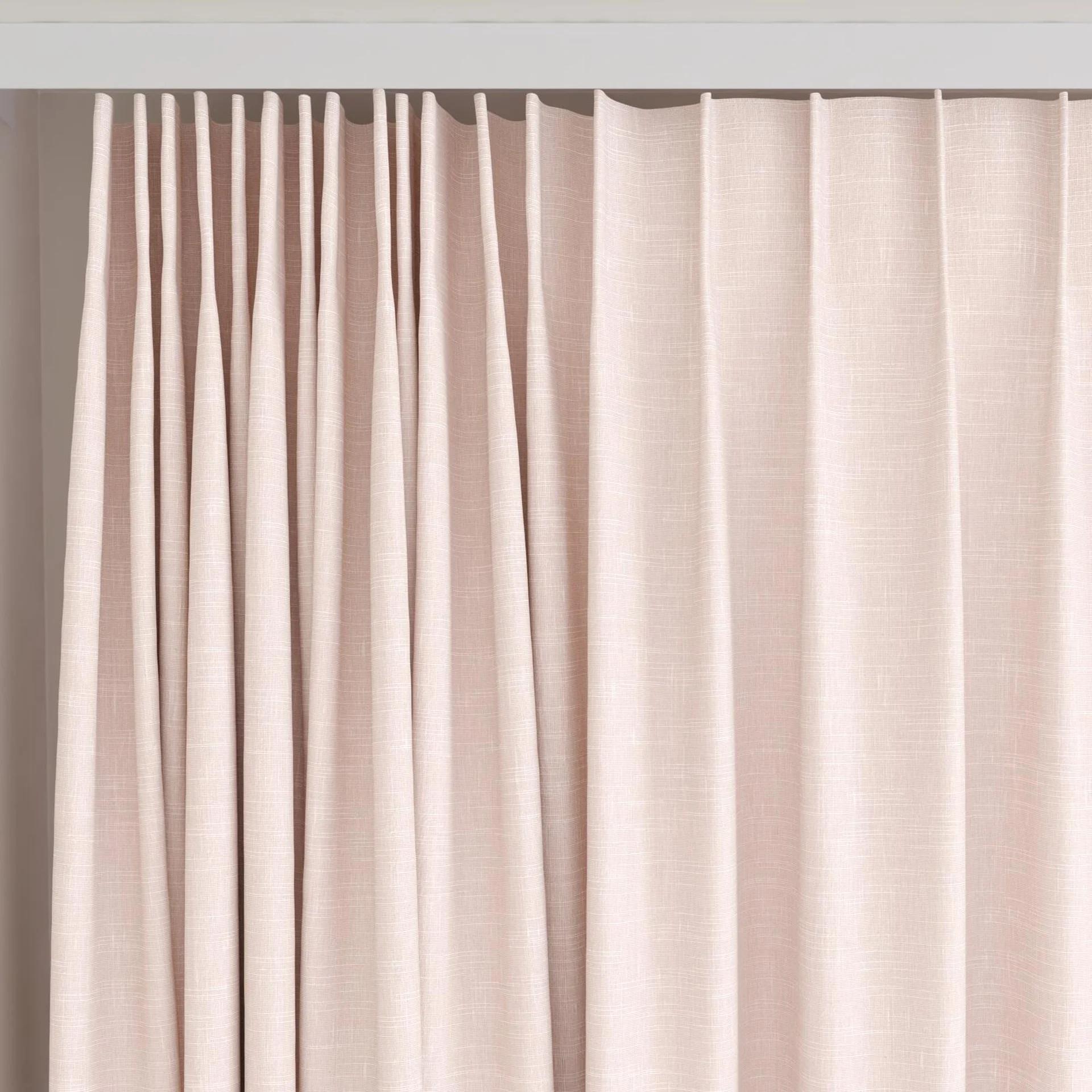 Top view of Artemis Blush, on curtain rail