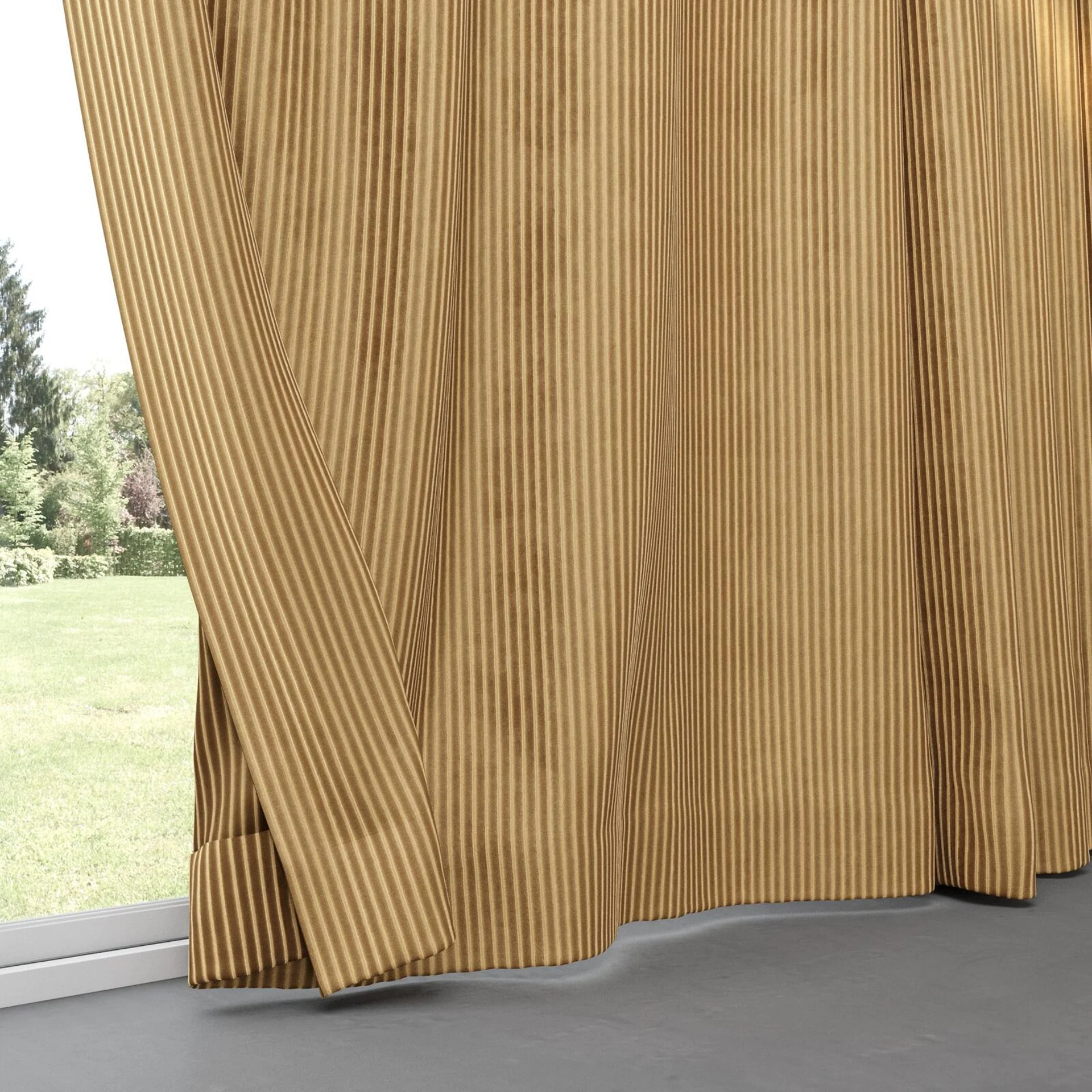Bottom view of Embrace Pecan, pinch pleat