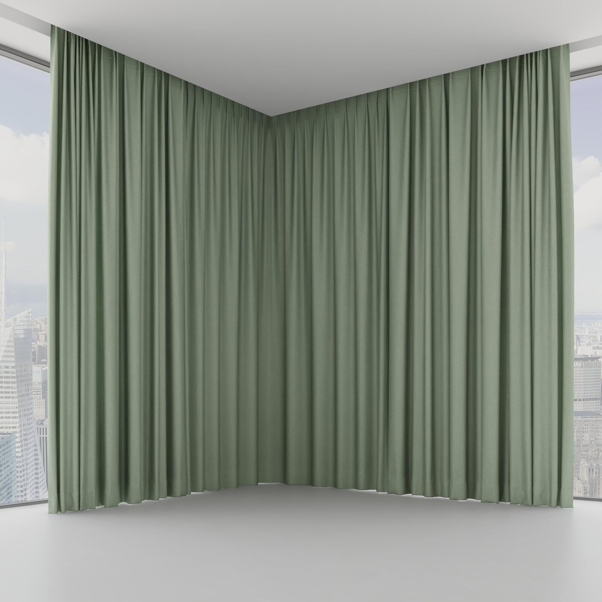 Front view of Woolly/Woolen Wasabi, on hidden rail
