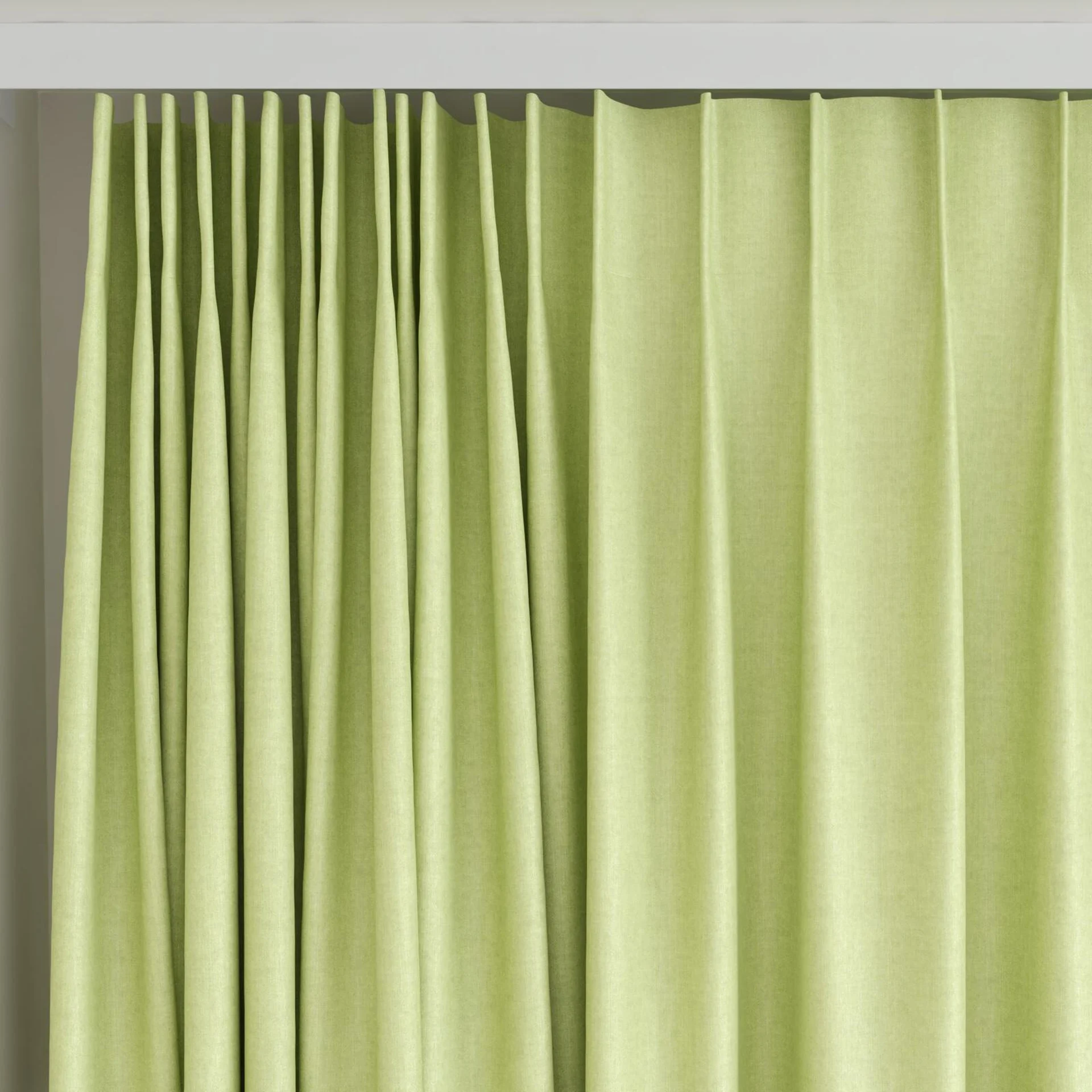 Top view of Cushy Lime, on curtain rail