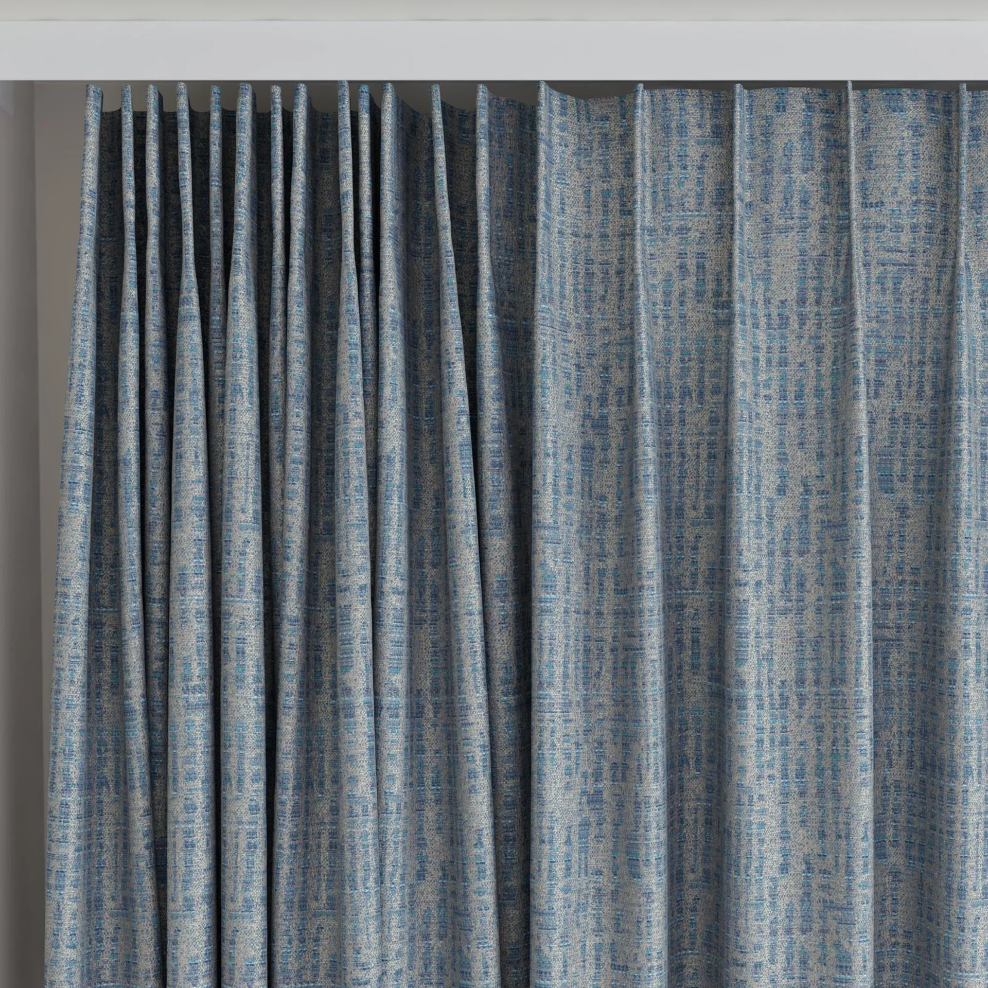 Top view of Unicode Mosaic, on curtain rail