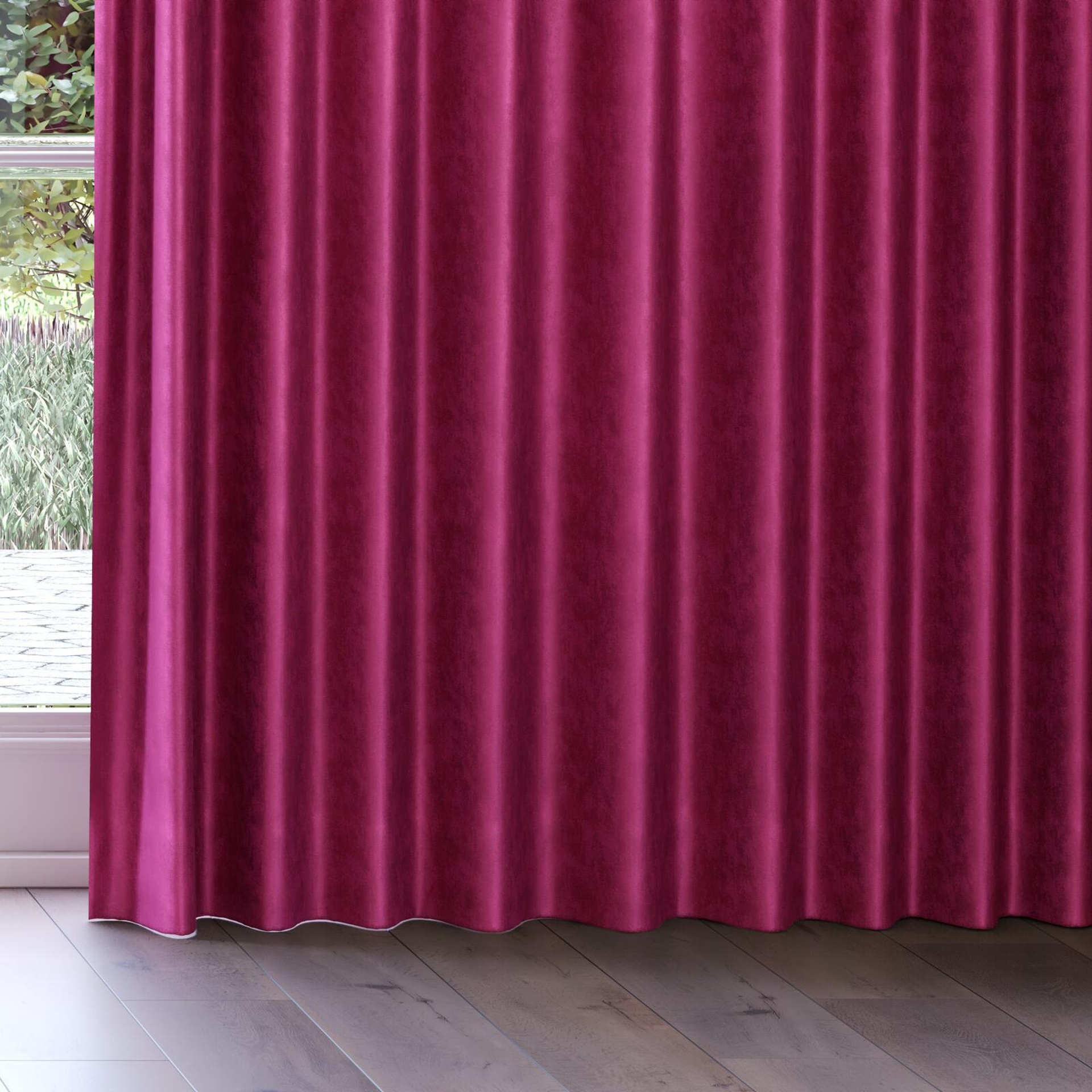 Bottom view of Fizz Magenta, on curtain rail