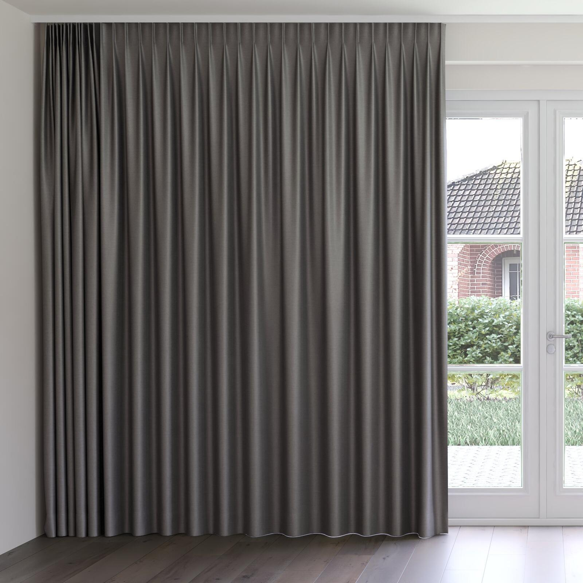 Front view of Provence Pewter, on curtain rail