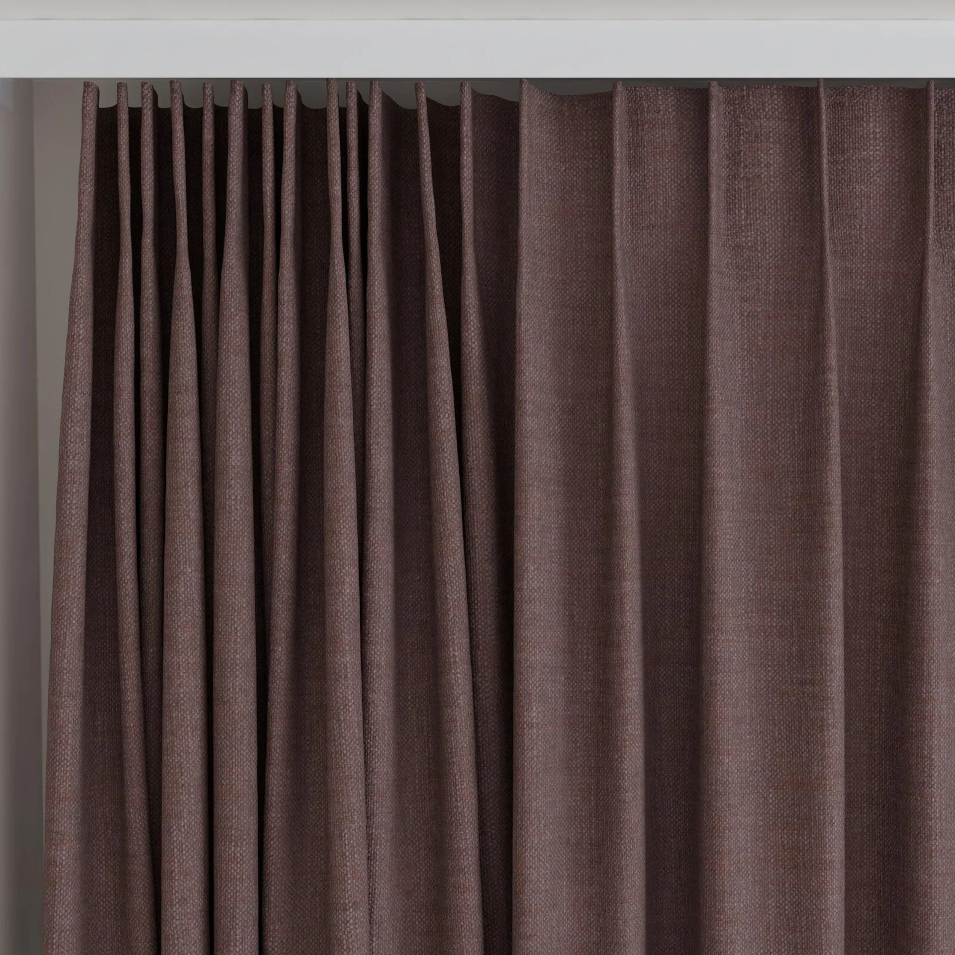 Top view of Planet Plum, on curtain rail