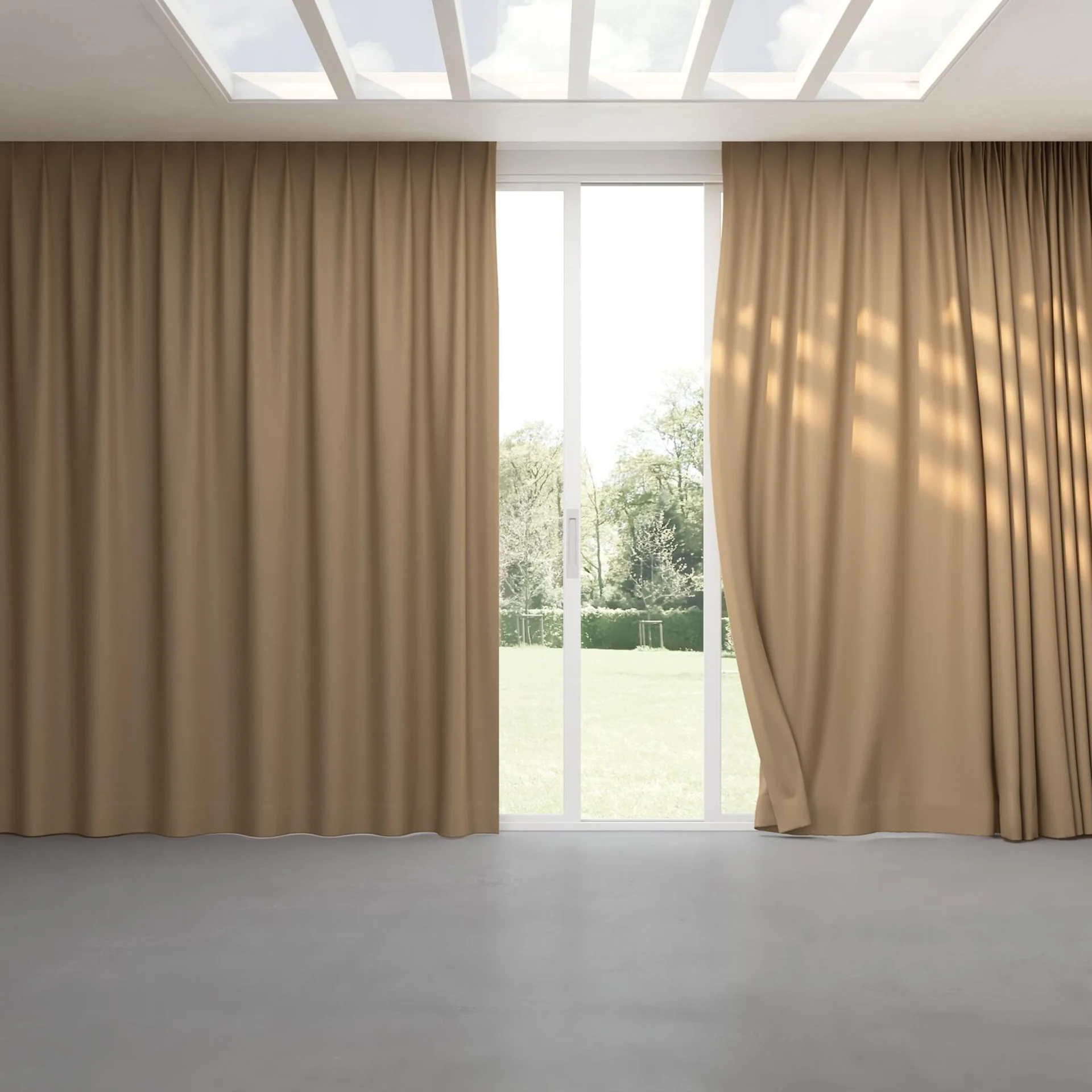 Full view of Eternal Buff, pinch pleat