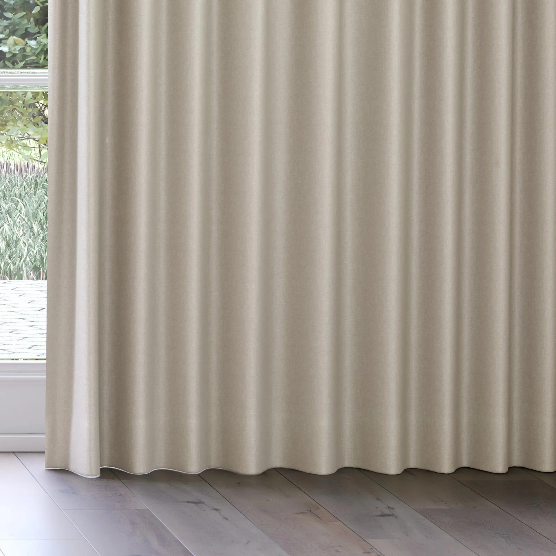 Bottom view of Infinite Linen, on curtain rail