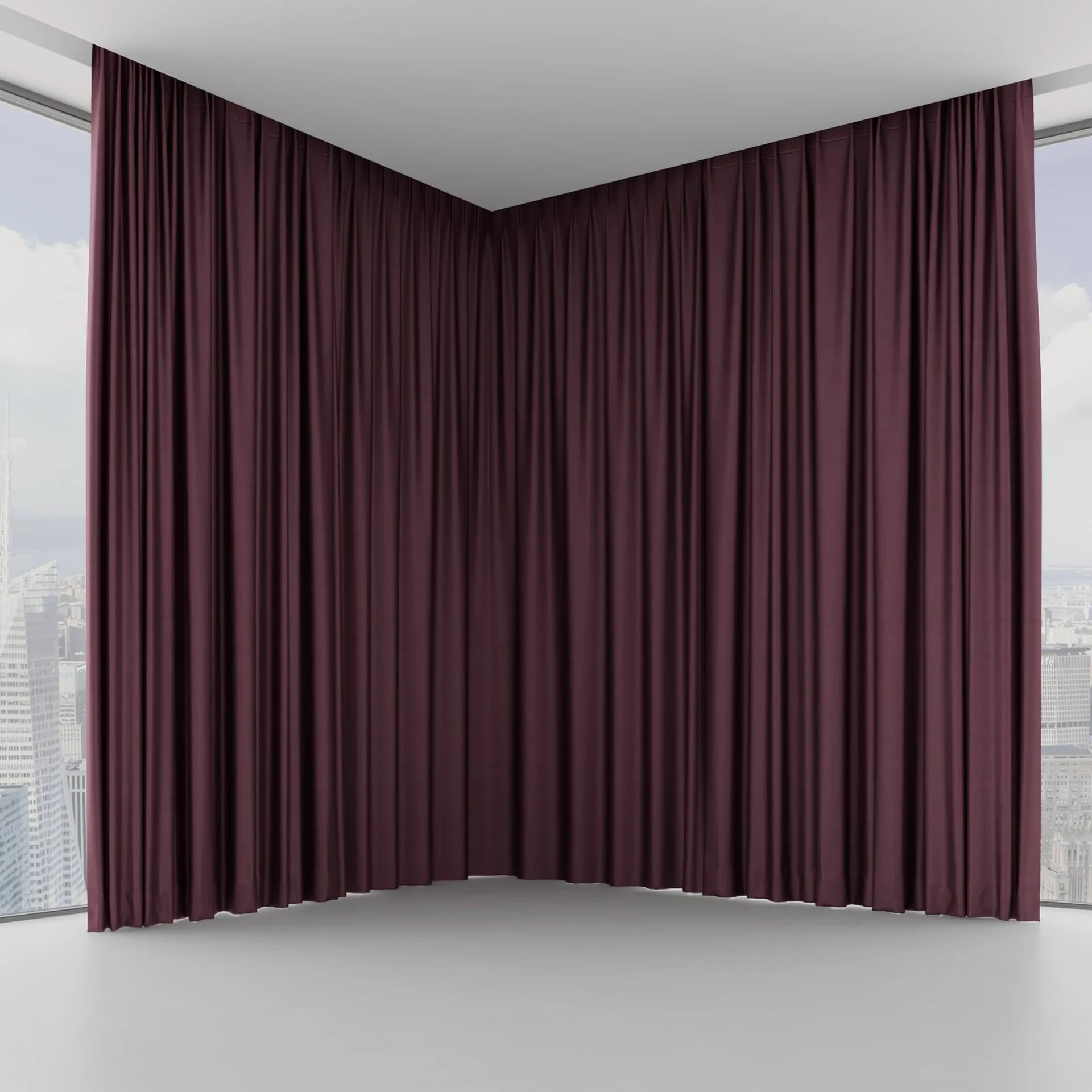 Front view of Warlock Aubergine, on hidden rail