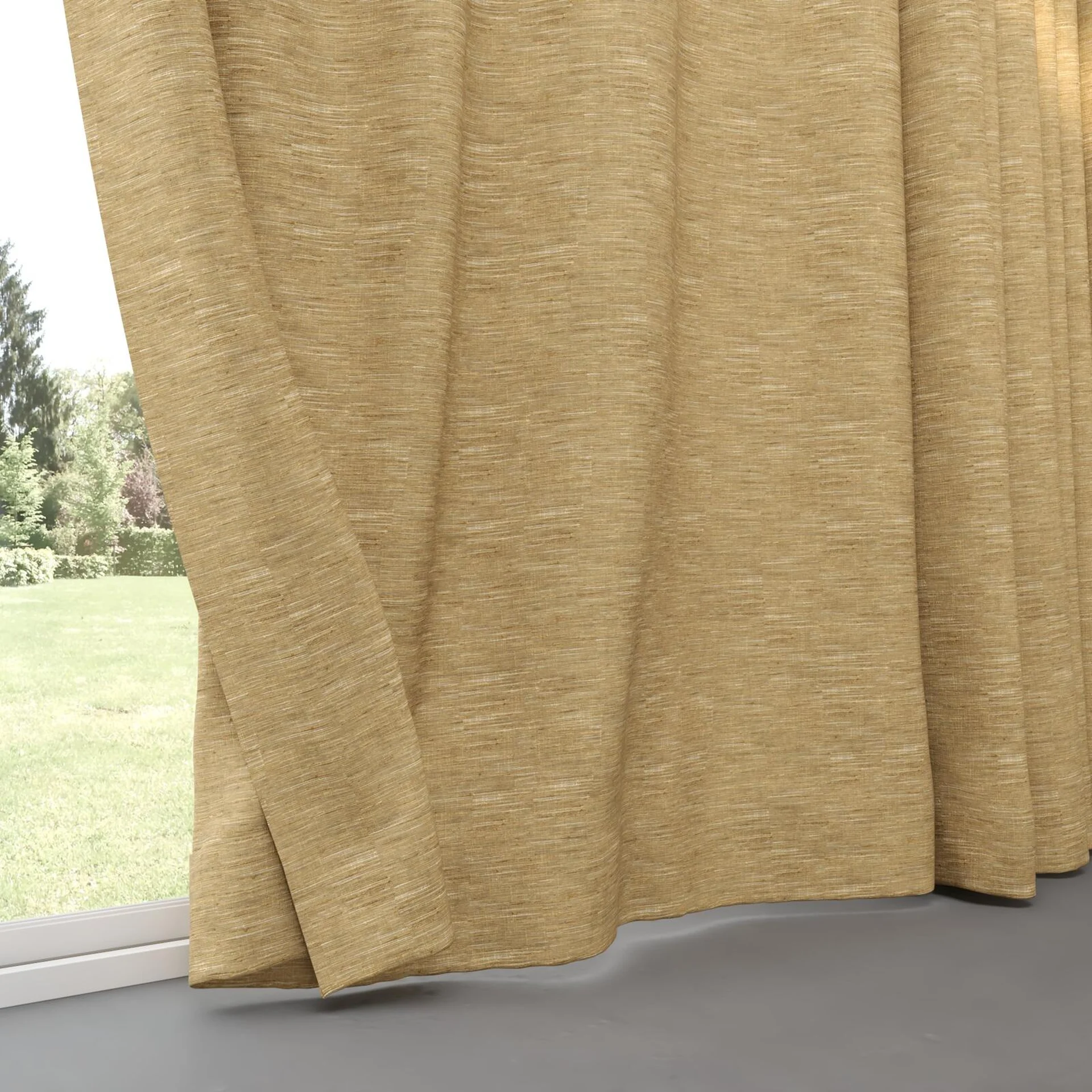 Bottom view of Venus Straw, pinch pleat