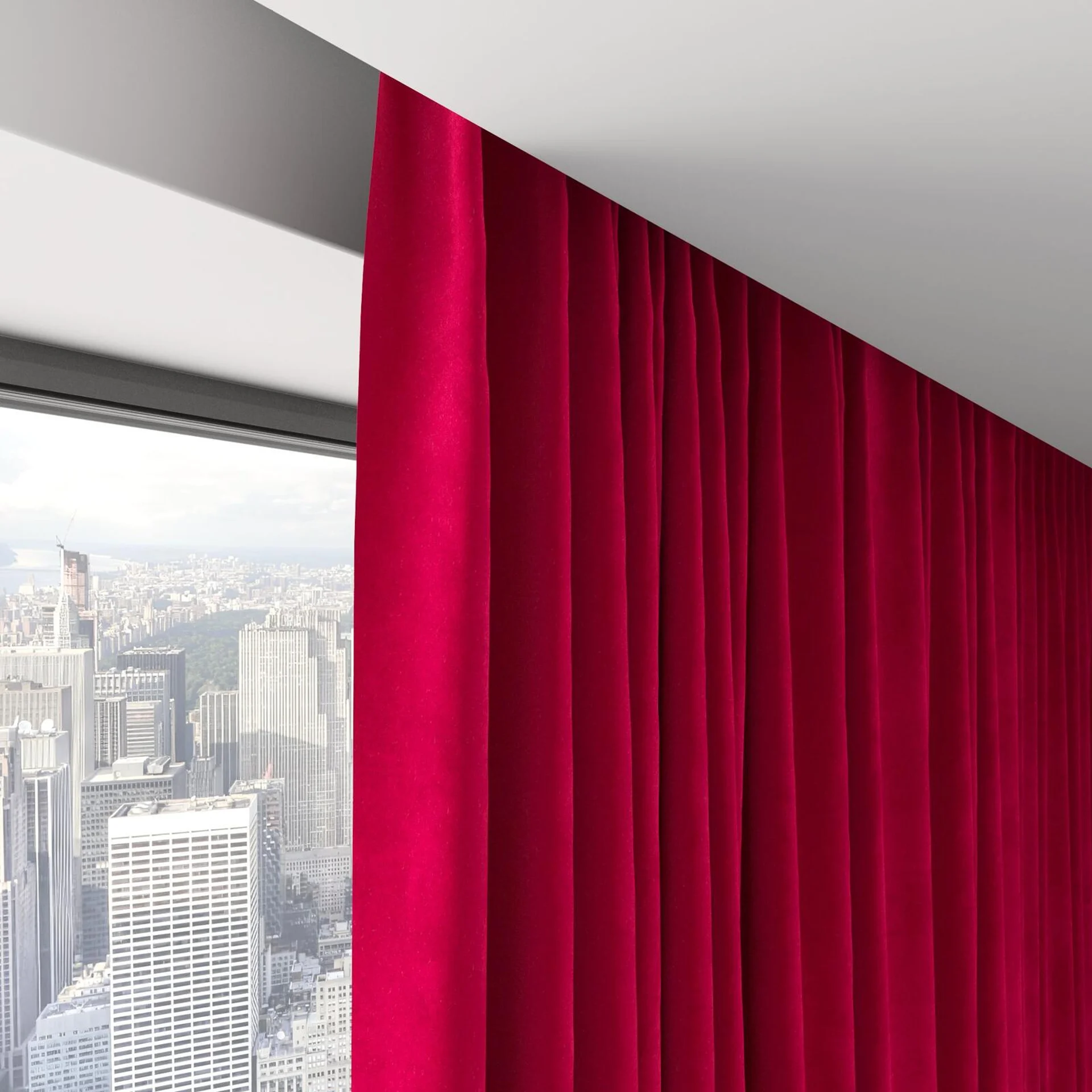 Top view of Lux Velvet Poppy 8601, on hidden rail
