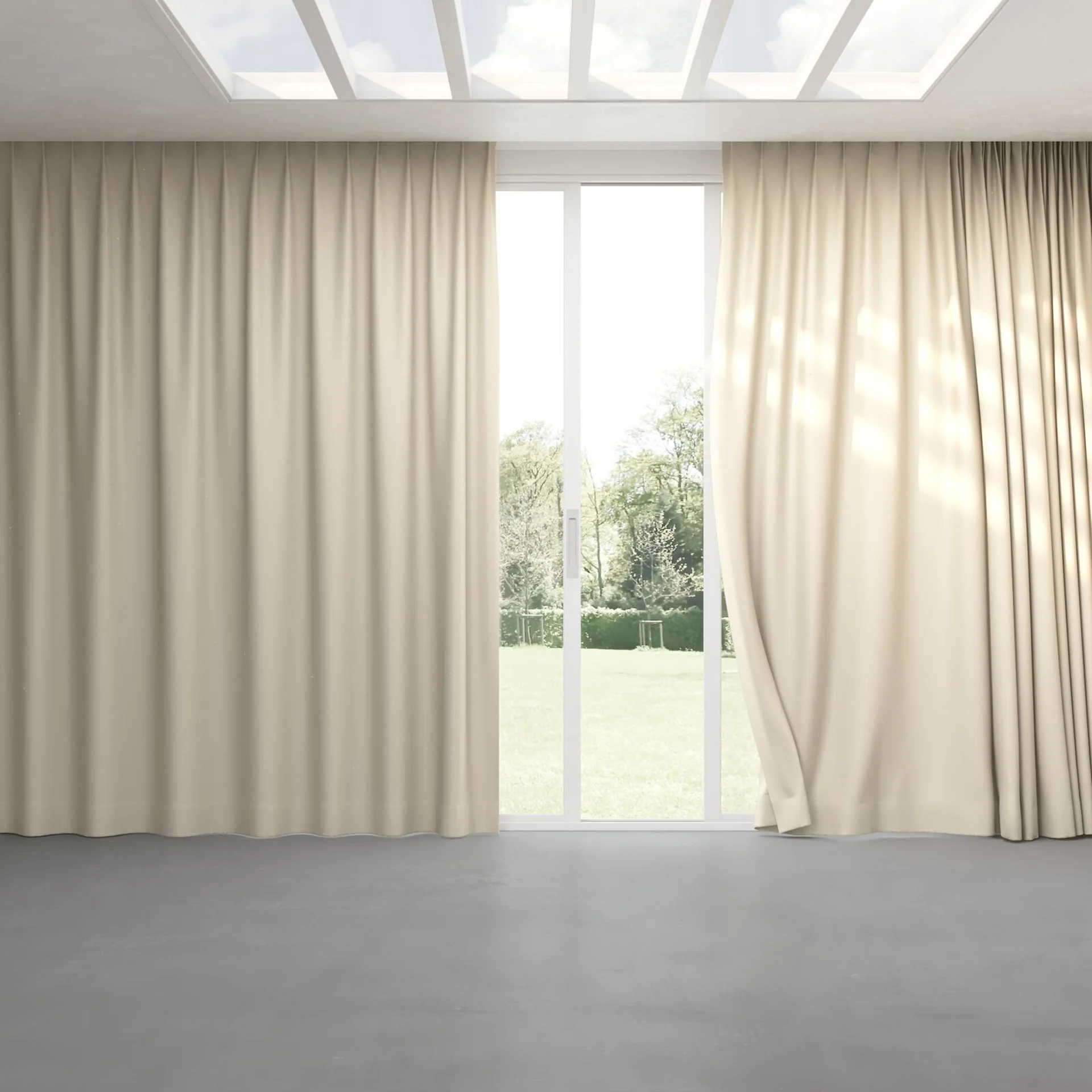 Full view of Excel Sand, pinch pleat