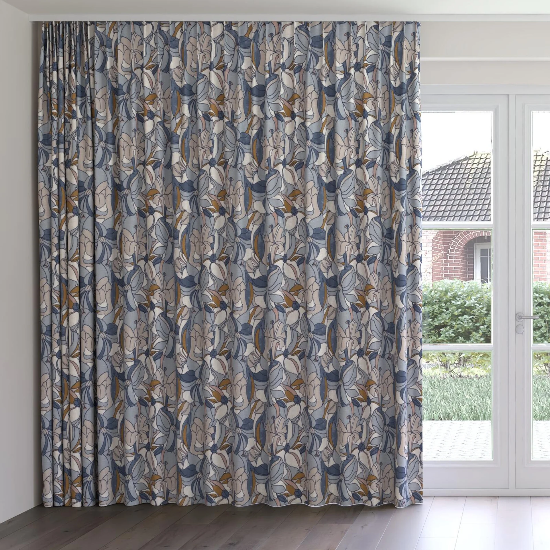 Front view of Lilium Sky, on curtain rail